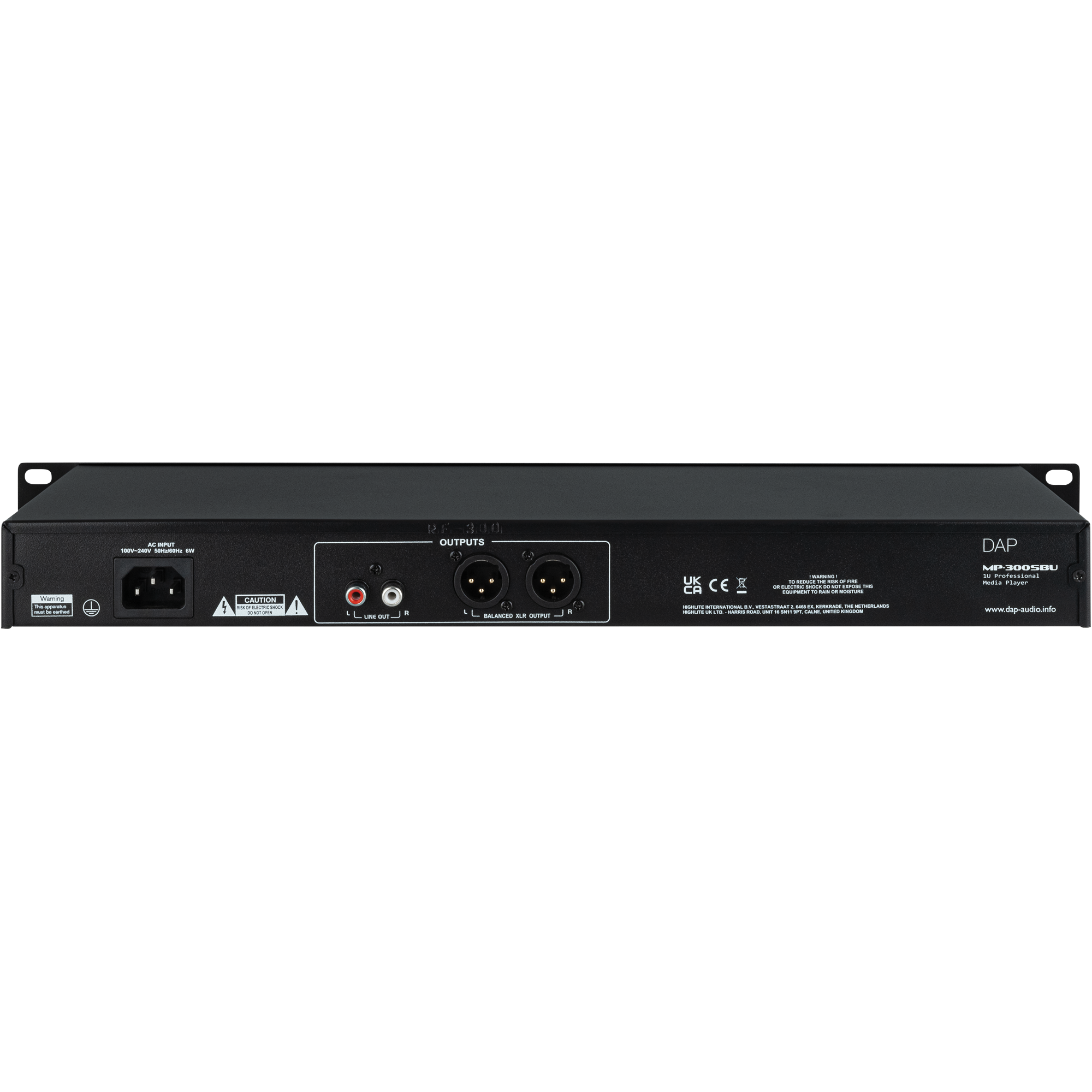 Dap MP-300SBU Professional USB/SD/BT Media Player Lettore multimediale 1U con lettore USB/scheda SD e BT 5.3