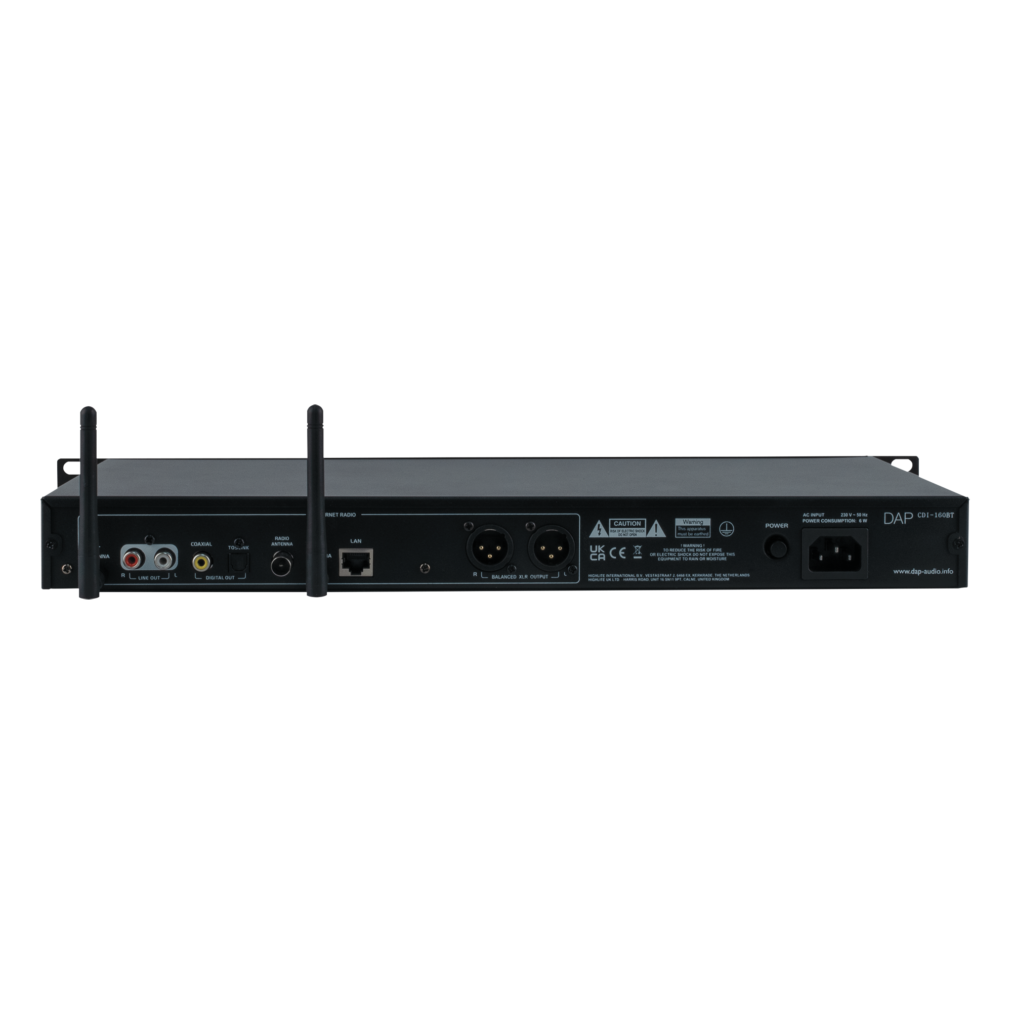 Dap CDI-160BT CD & Media Player Lettore multimediale 1U con lettore CD/USB, streaming, radio DAB+/Internet/FM e BT 5.0
