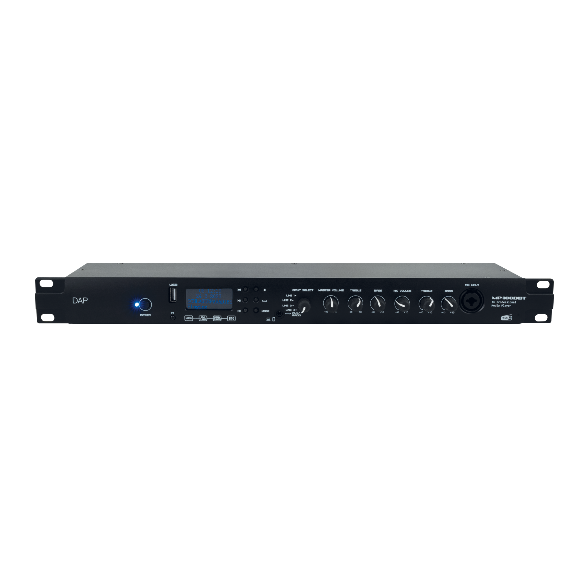 Dap MP-100DBT Professional Media Player with DAB+ Lettore multimediale 1U con radio DAB+/FM, lettore USB e BT 4.2