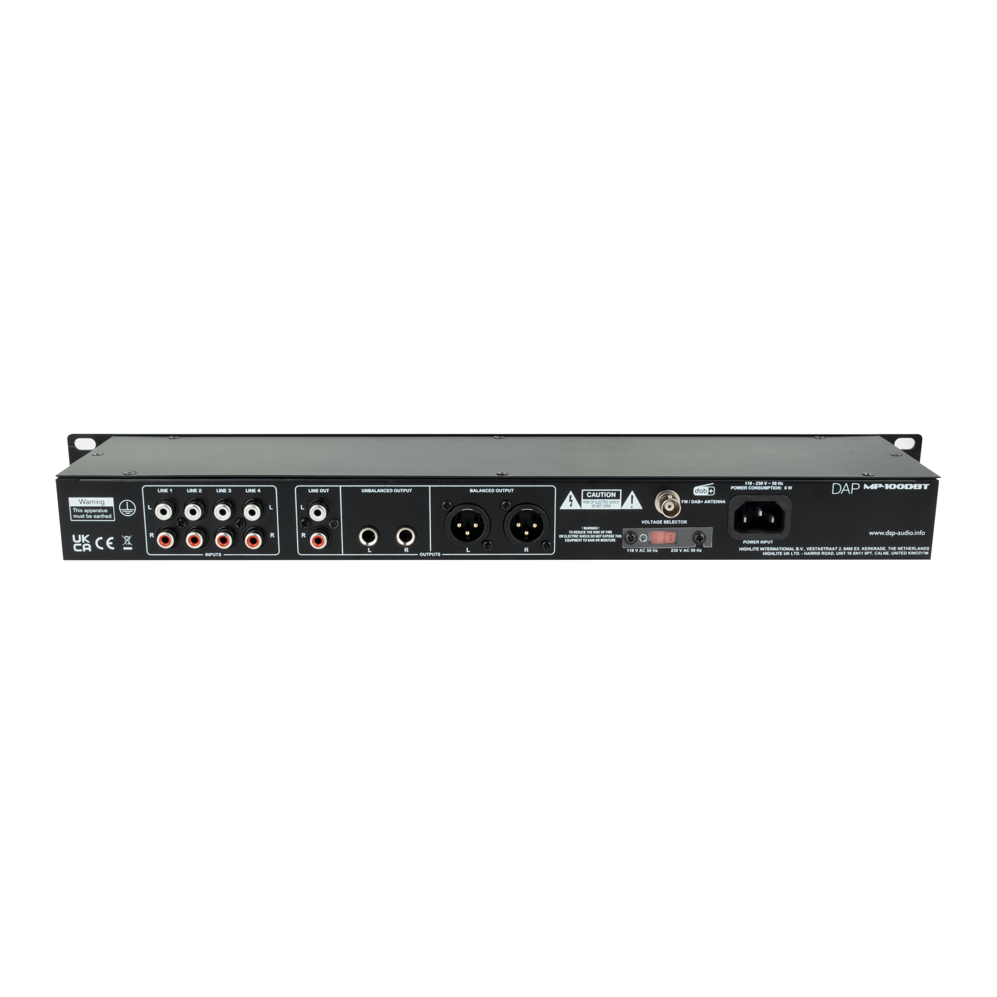Dap MP-100DBT Professional Media Player with DAB+ Lettore multimediale 1U con radio DAB+/FM, lettore USB e BT 4.2