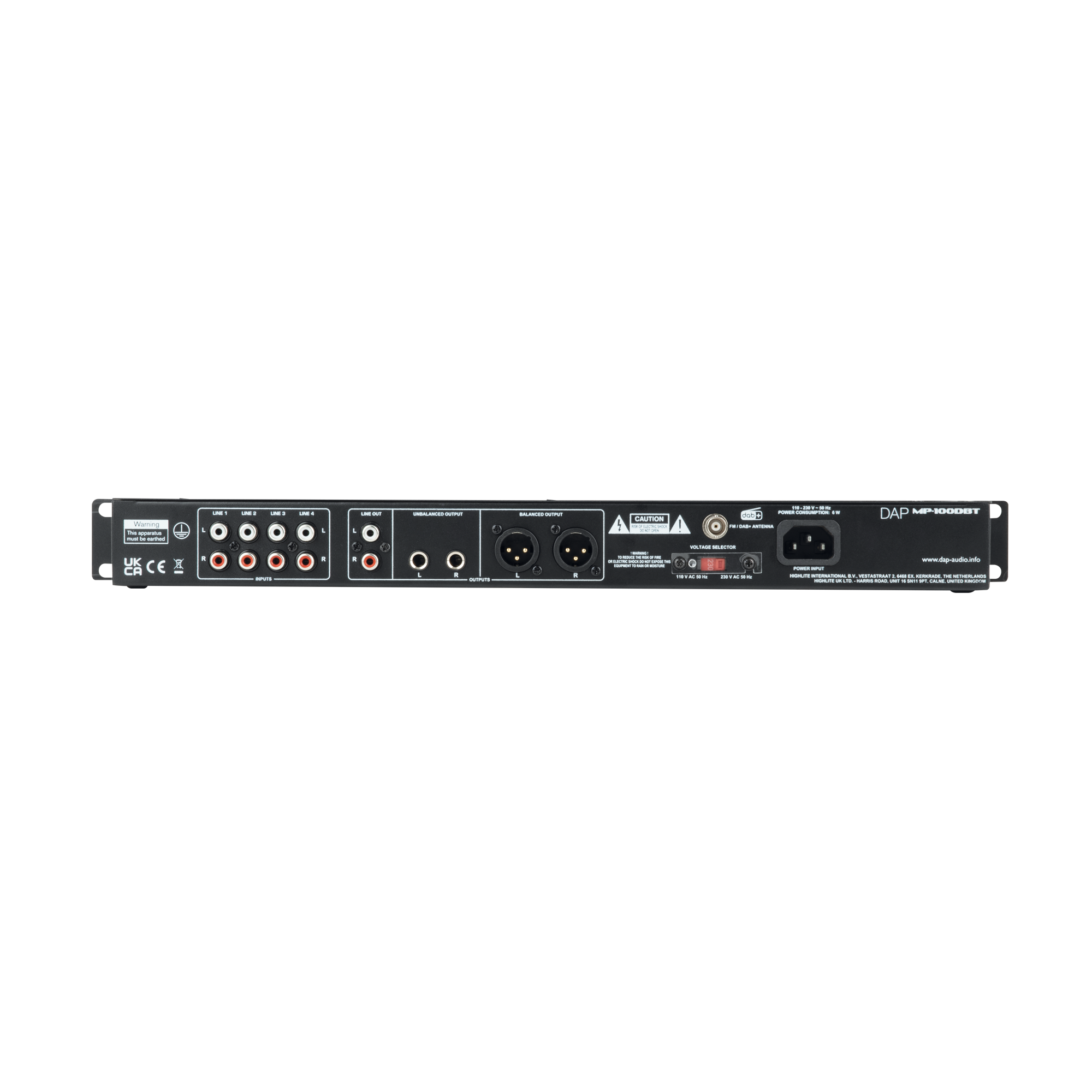 Dap MP-100DBT Professional Media Player with DAB+ Lettore multimediale 1U con radio DAB+/FM, lettore USB e BT 4.2