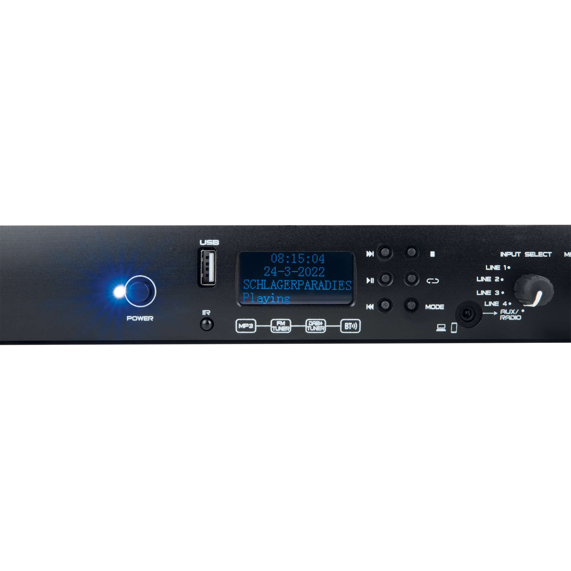 Dap MP-100DBT Professional Media Player with DAB+ Lettore multimediale 1U con radio DAB+/FM, lettore USB e BT 4.2