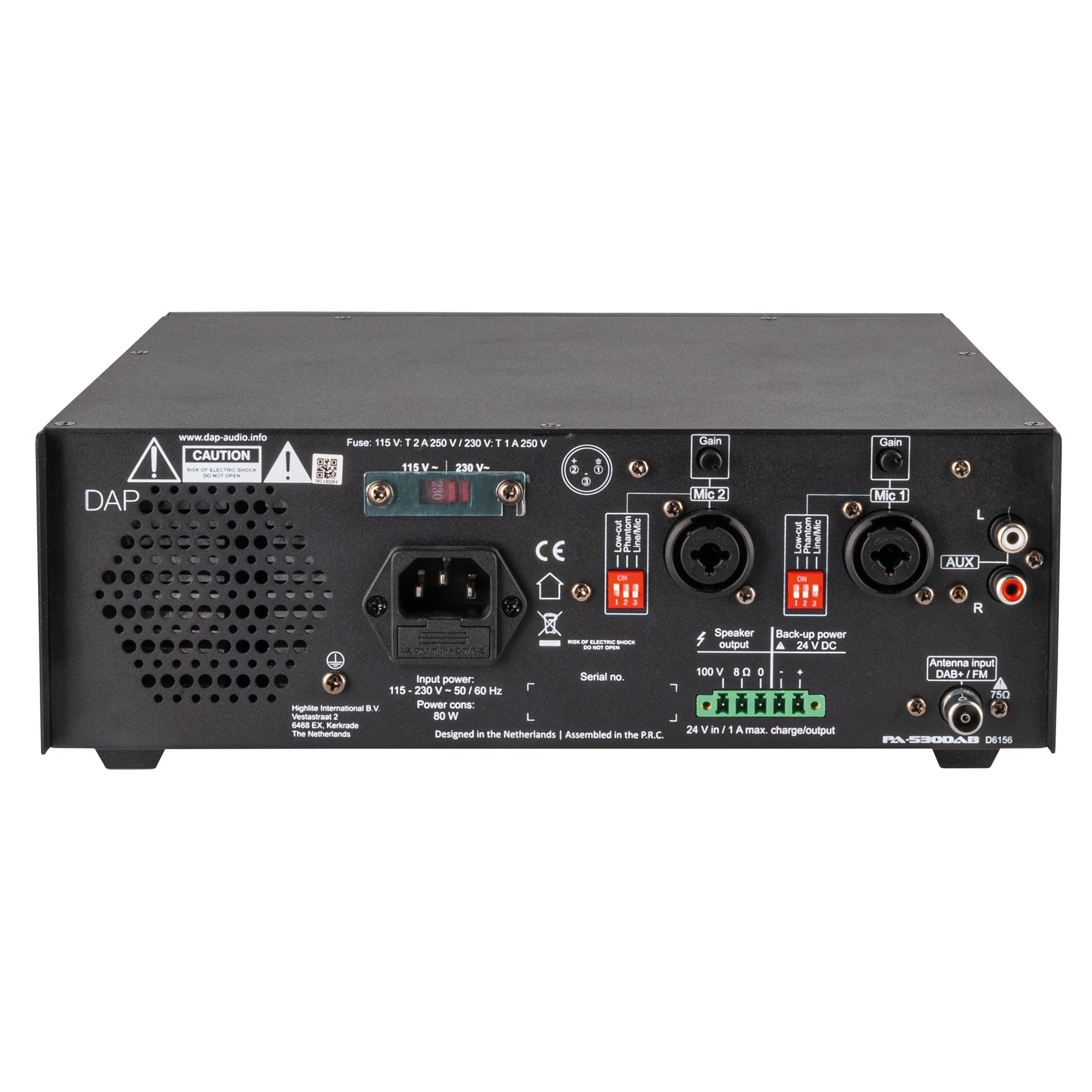 Dap PA-530DAB 30 W 100 V amplificatore mixer a 1 zona con sintonizzatore e lettore multimediale