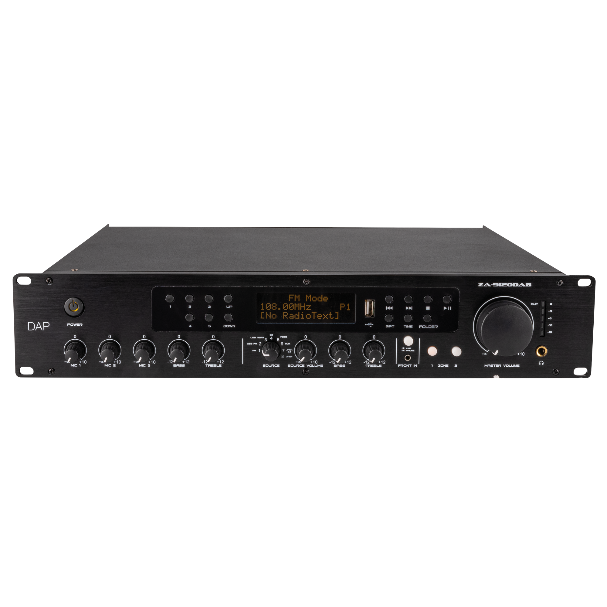 Dap ZA-9120DAB 120 W 100 V amplificatore mixer a 2 zone con sintonizzatore e lettore multimediale