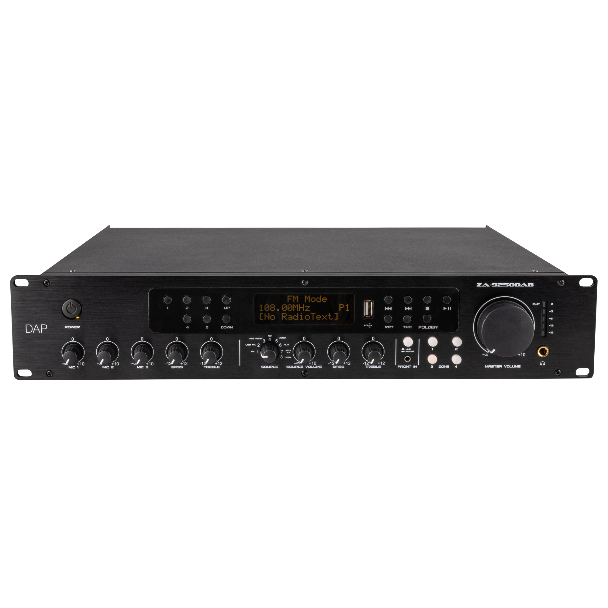 Dap ZA-9250DAB 250 W 100 V amplificatore mixer a 4 zone con sintonizzatore e lettore multimediale