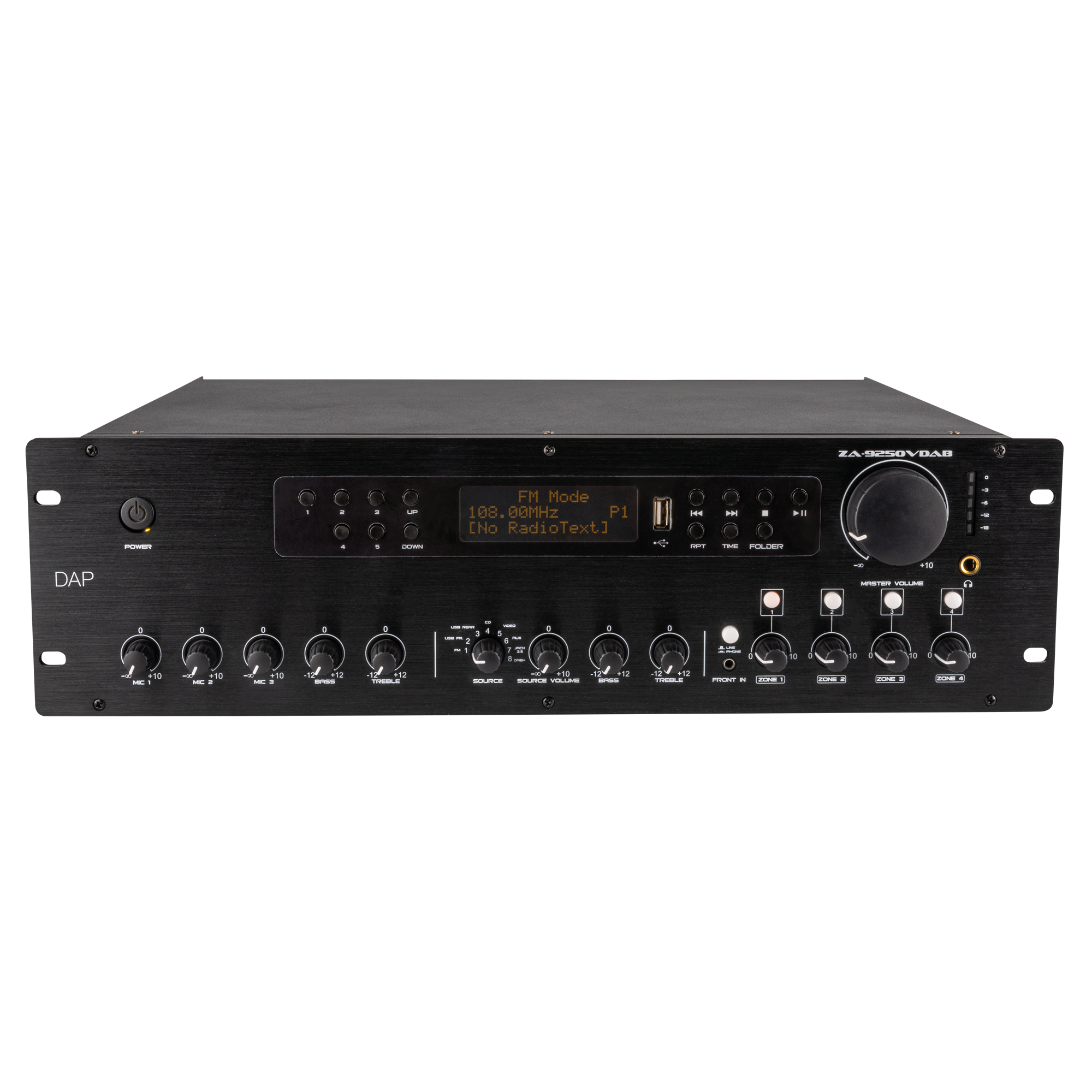 Dap ZA-9250VDAB 250 W 100 V amplificatore mixer a 4 zone con livelli di volume regolabili per zona