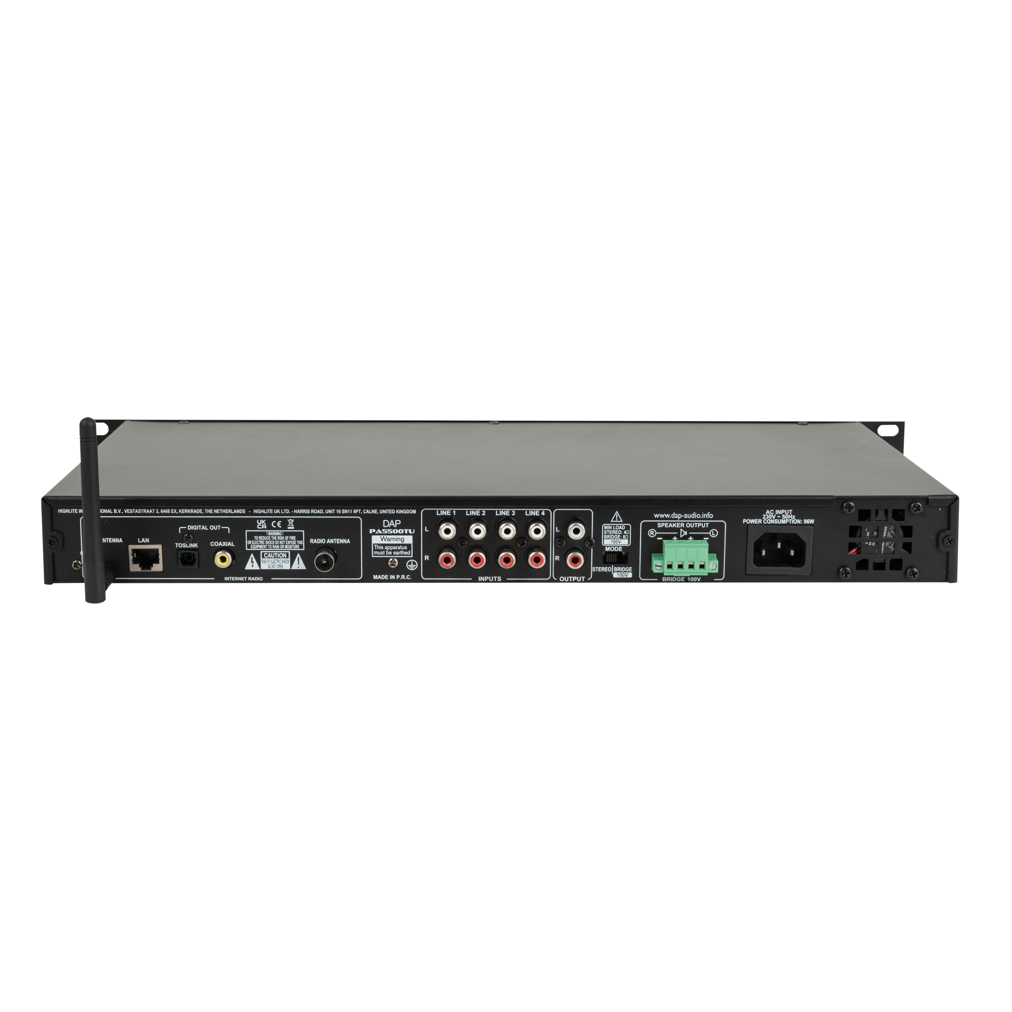 Dap PA-5500TU Amplificatore 2 canali (2x 240 W) con sintonizzatore e lettore di rete