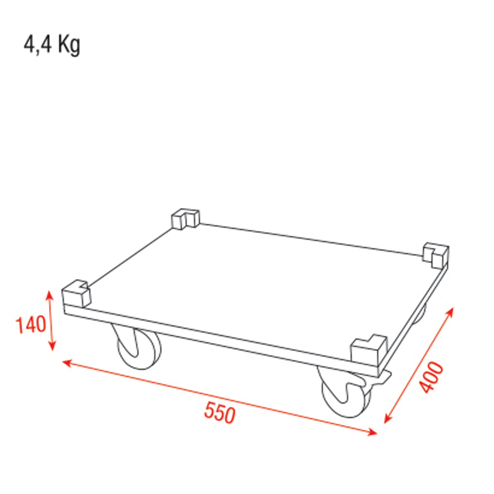 SHOWGEAR Wheel Board for Stack Case Value Line Pannello con ruote per baule impilabile H