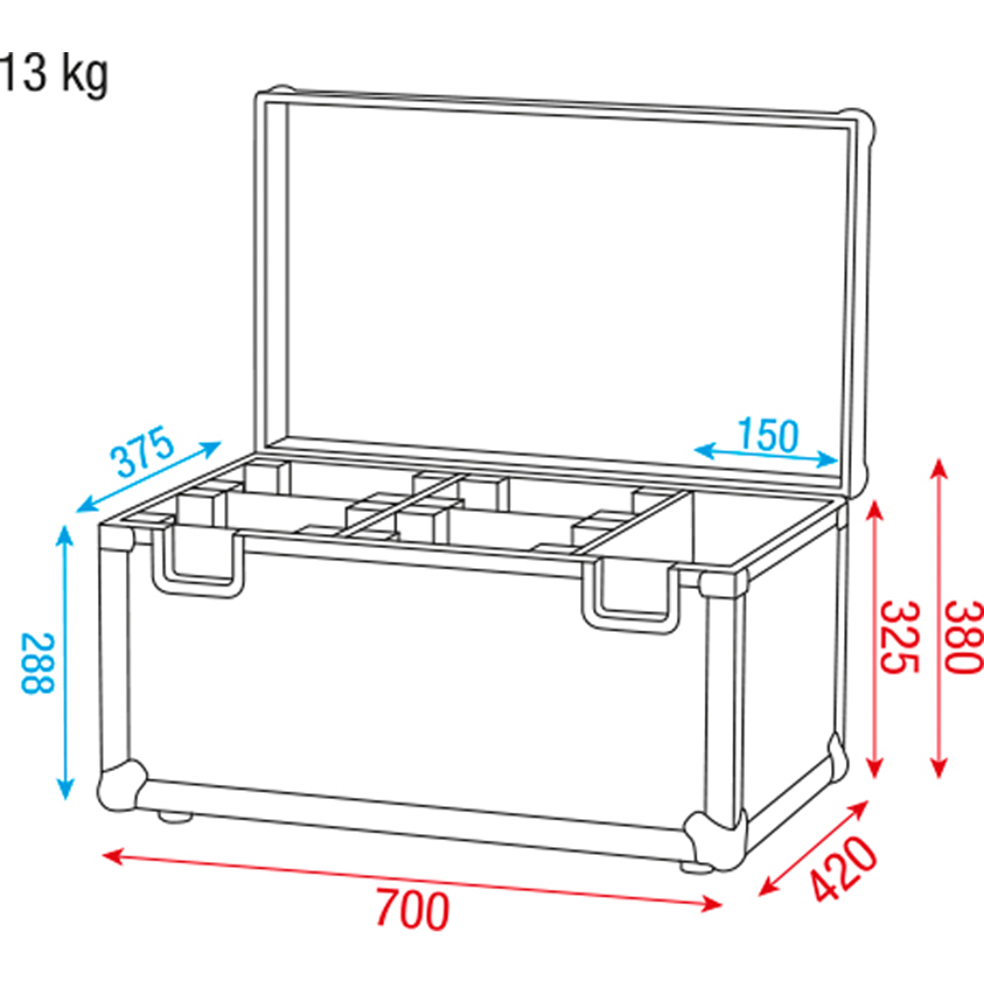 SHOWTEC Case for 4x Kanjo 10 / 60 With accessory compartment Con vano per gli accessori