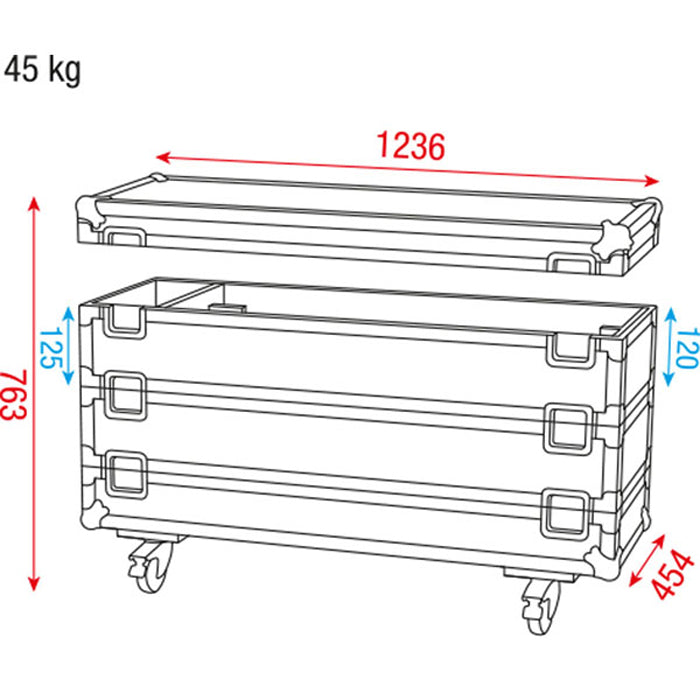 SHOWTEC Case for 12x Sunstrip Active 3 stackable sections with accessory compartment 3 sezioni impilabili con scomparto per gli accessori