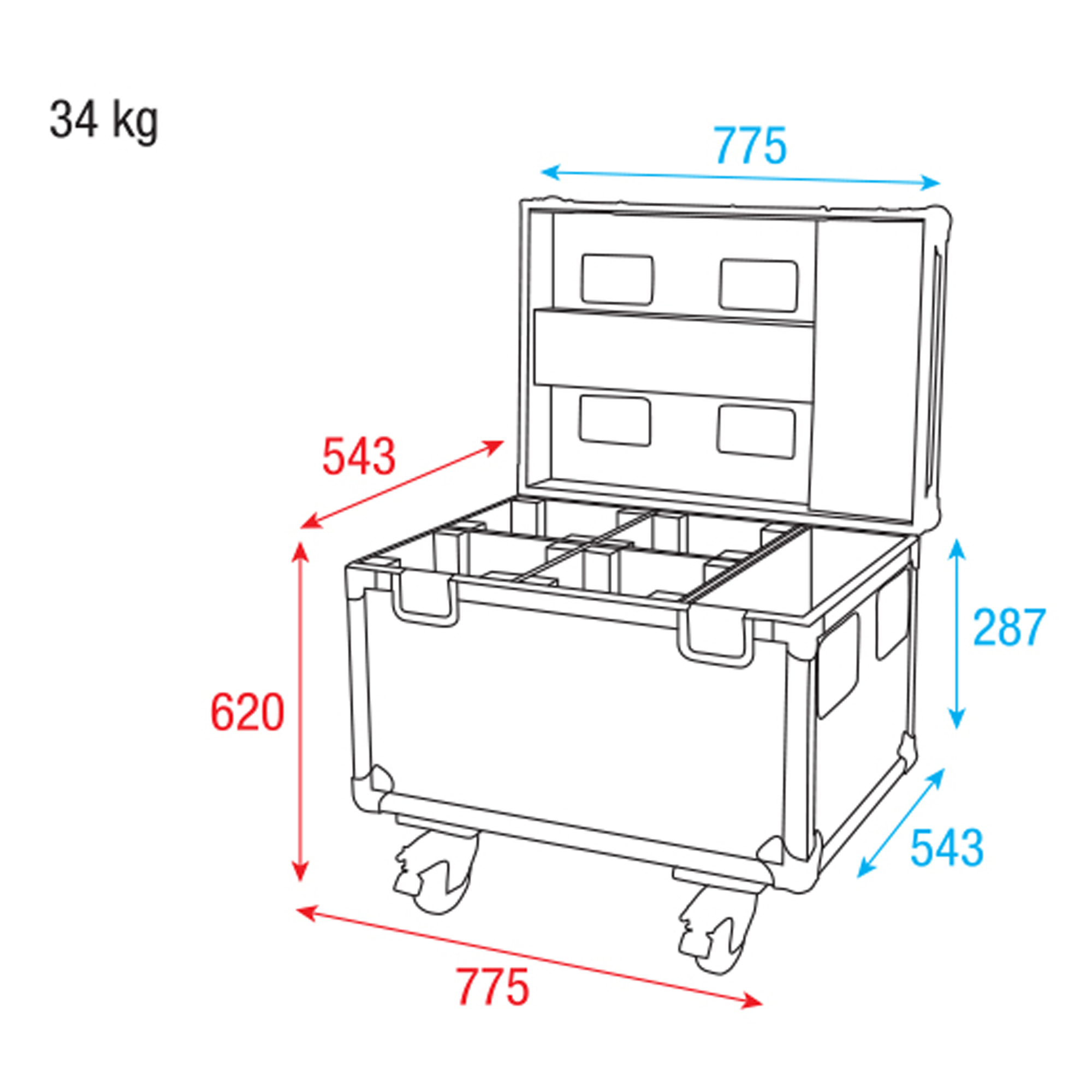 SHOWTEC Case for 4x Shark Beam FX Flight Case Flight Case