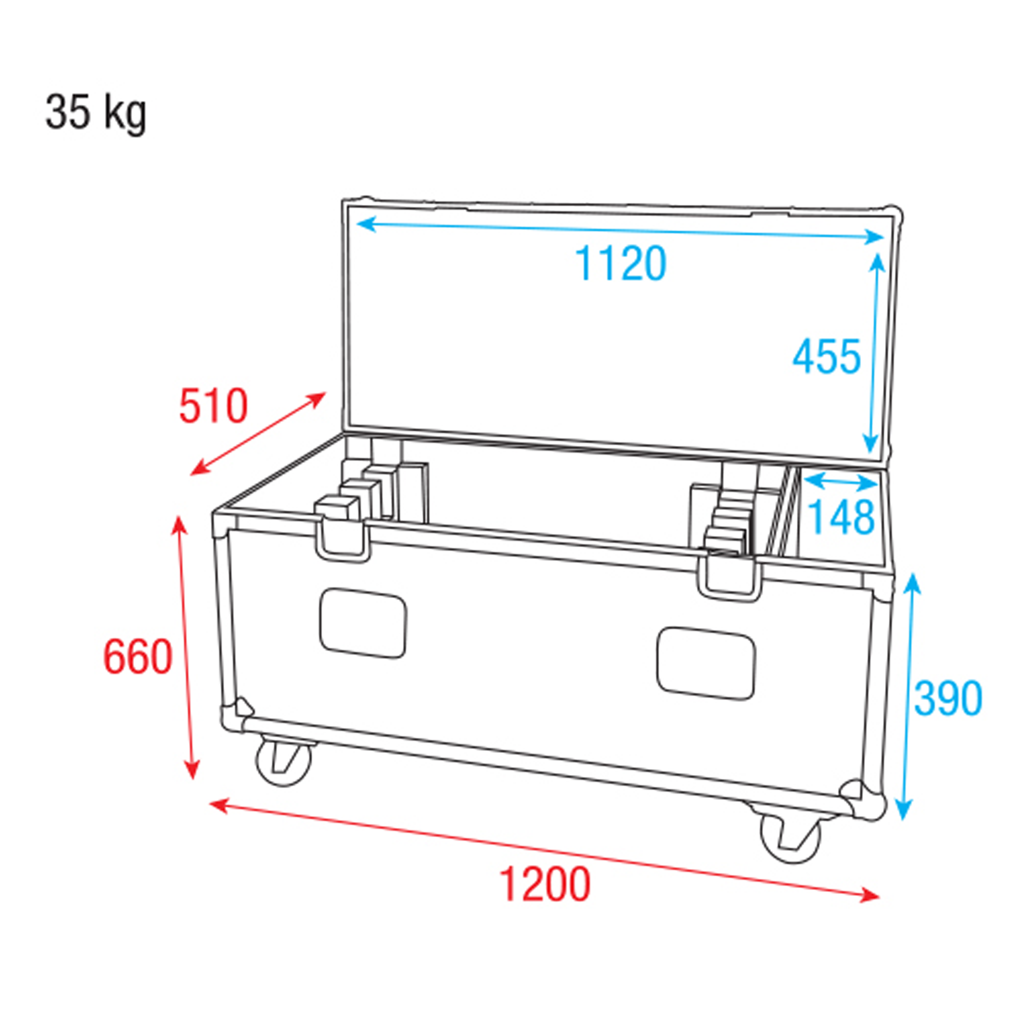 SHOWTEC Case for 8x Pulse Pixel Bar 16 With accessory compartment Con vano per gli accessori