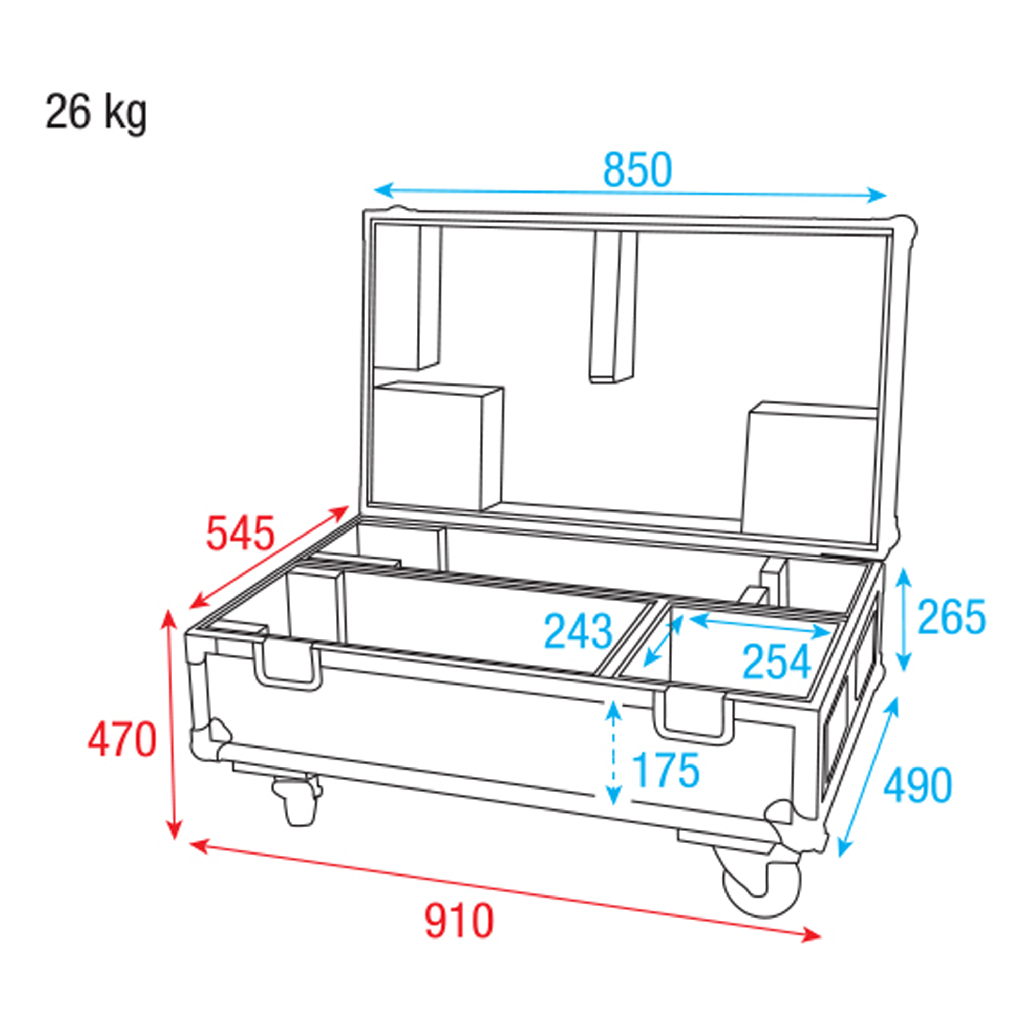 SHOWTEC Case for Followspot 120 W With compartments for stand and accessories Con vano per gli accessori