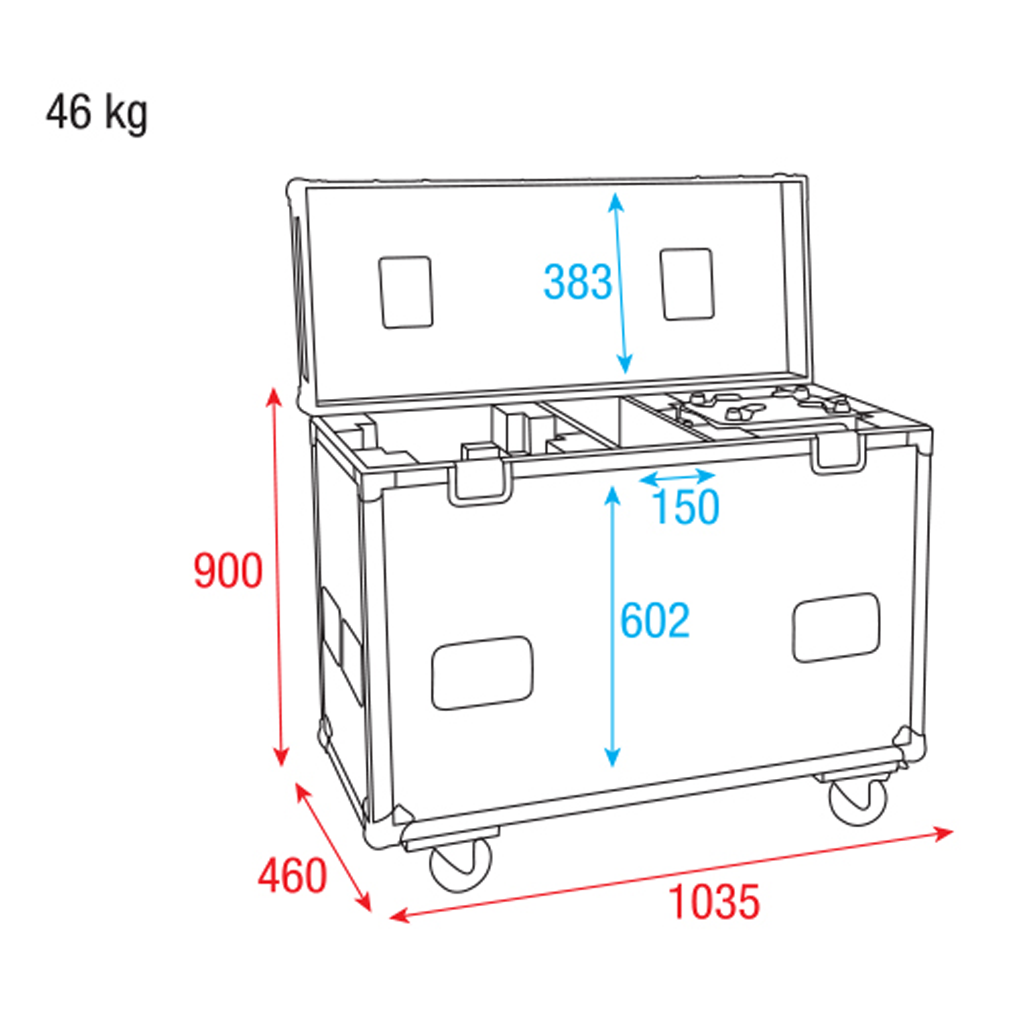 SHOWTEC Case for 2x Phantom 12R Hybrid With accessory compartment Con vano per gli accessori