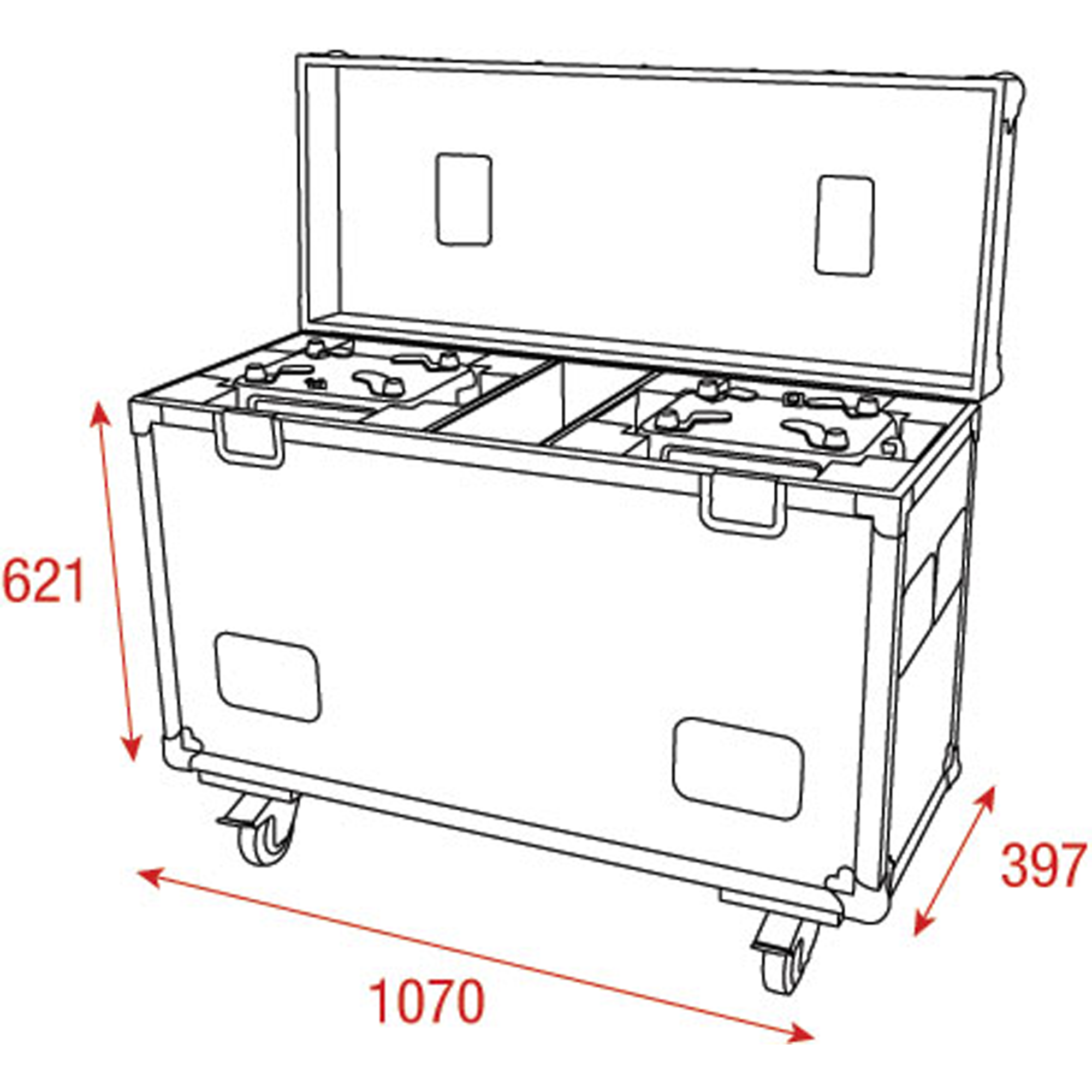 SHOWTEC Case for 2x Phantom 250 Spot With accessory compartment Con vano per gli accessori
