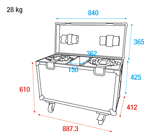 SHOWTEC Case for 2 x Shark - The Meg With accessory compartment Con vano per gli accessori