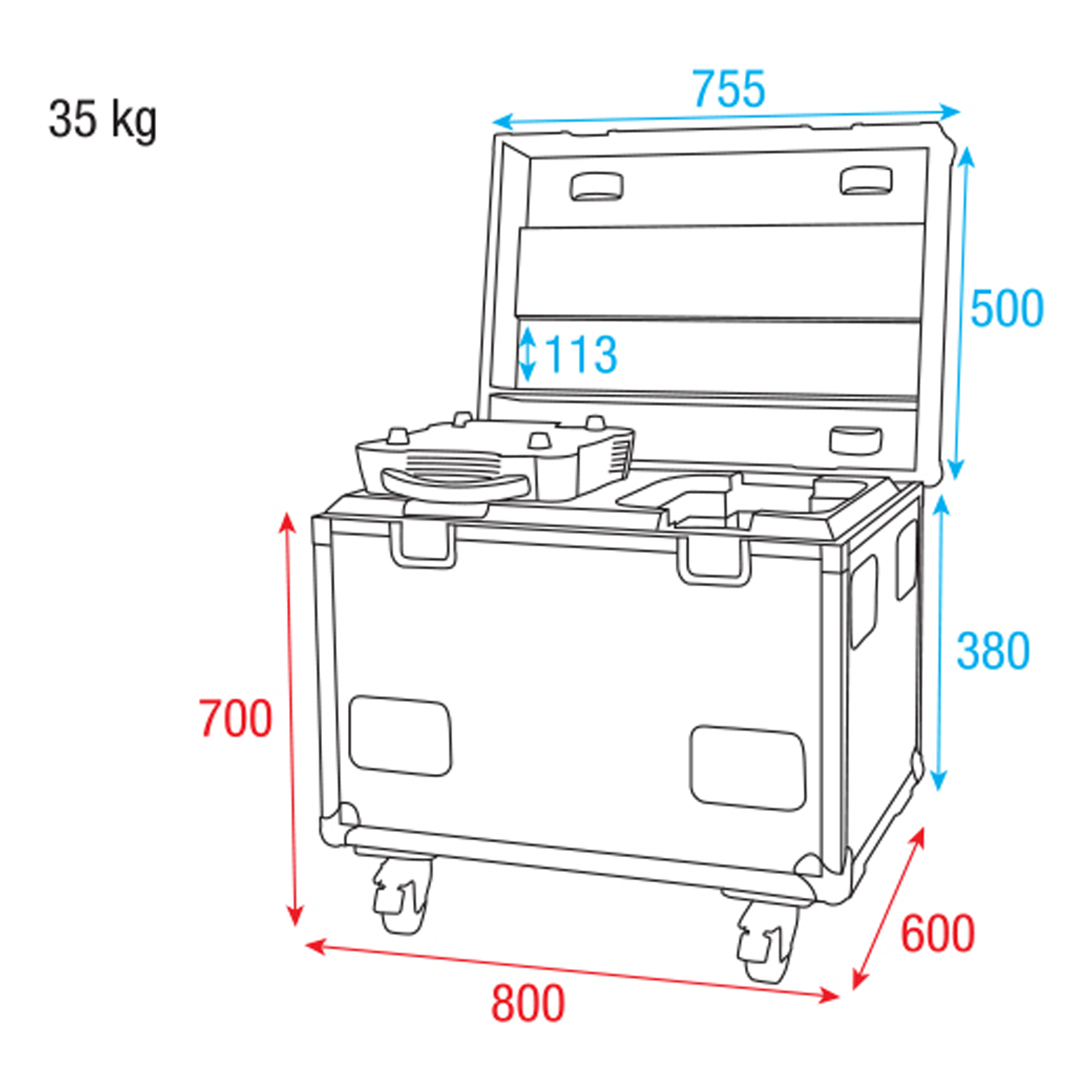 SHOWTEC Case for 2x Phantom 3R Hybrid Premium Line - with accessory compartment Linea Premium