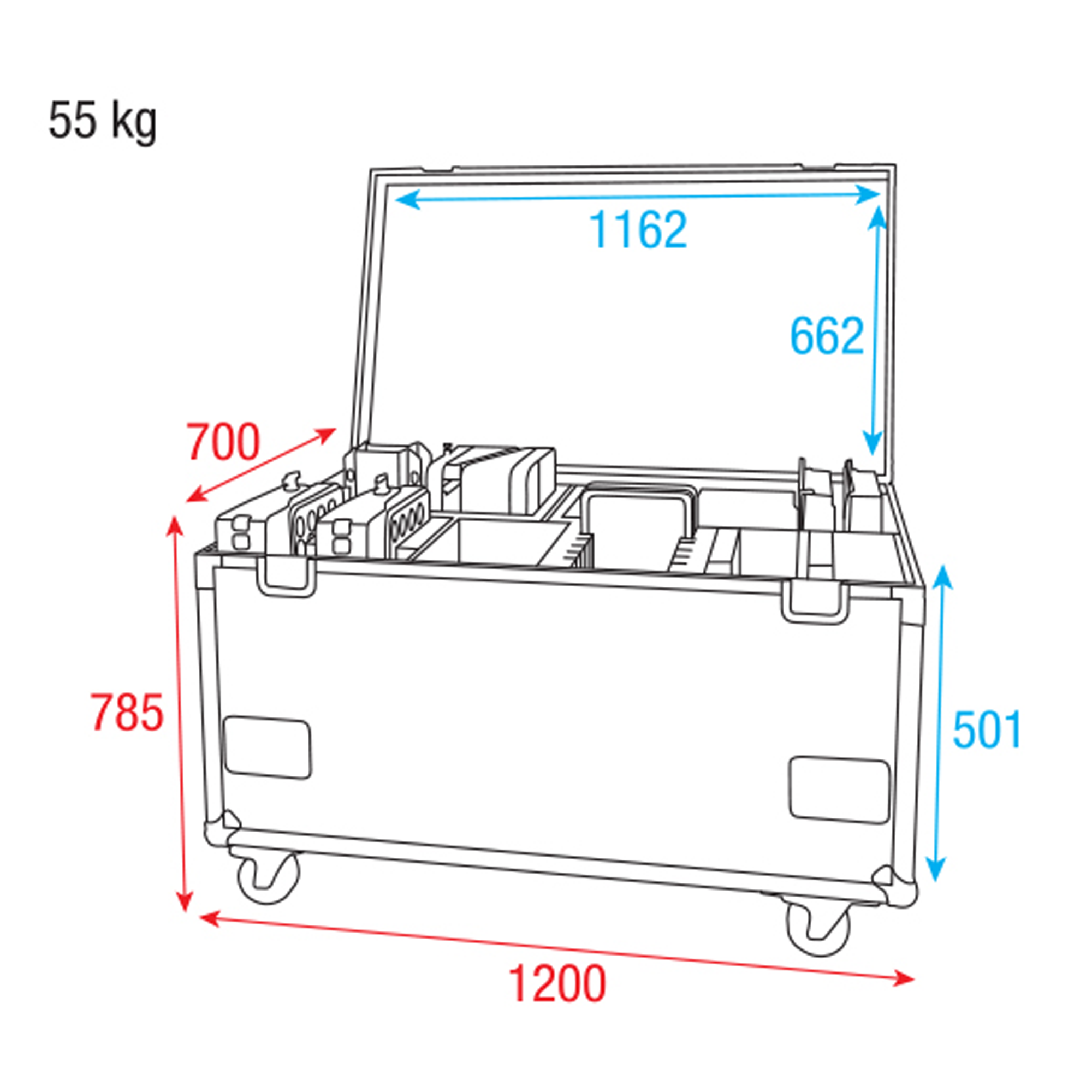 SHOWTEC Case for 4x Helix S5000 and accessories Premium Line - with compartments for all optional accessories Linea Premium