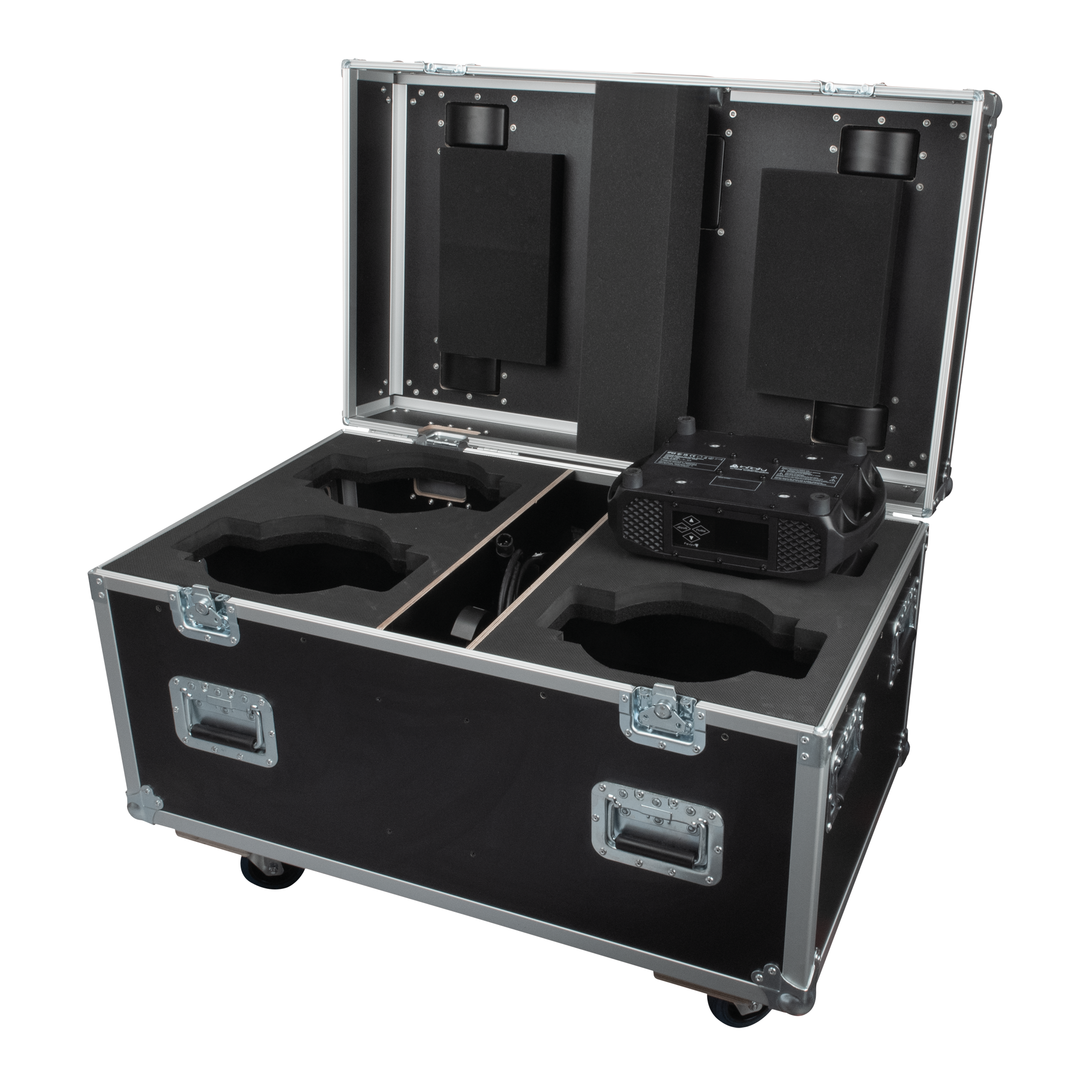 INFINITY Case for 4x Furion W402 WashBeam Chiusure a farfalla e maniglia del coperchio Penn Elcom - ruote girevoli con freno