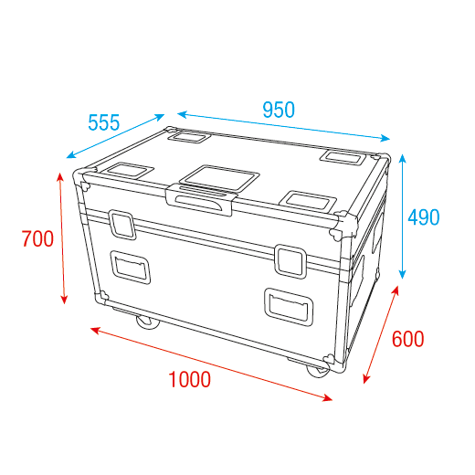 INFINITY Case for 4x Furion W402 WashBeam Chiusure a farfalla e maniglia del coperchio Penn Elcom - ruote girevoli con freno