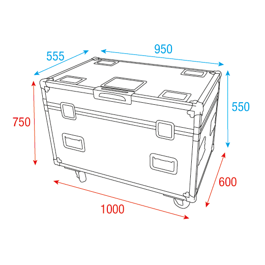 INFINITY Case for 2x Furion W602 WashBeam Chiusure a farfalla e maniglia del coperchio Penn Elcom - ruote girevoli con freno