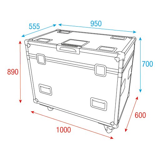 INFINITY Case for 2x Furion S402 Spot or P402 Profile Chiusure a farfalla e maniglia del coperchio Penn Elcom - ruote girevoli con freno