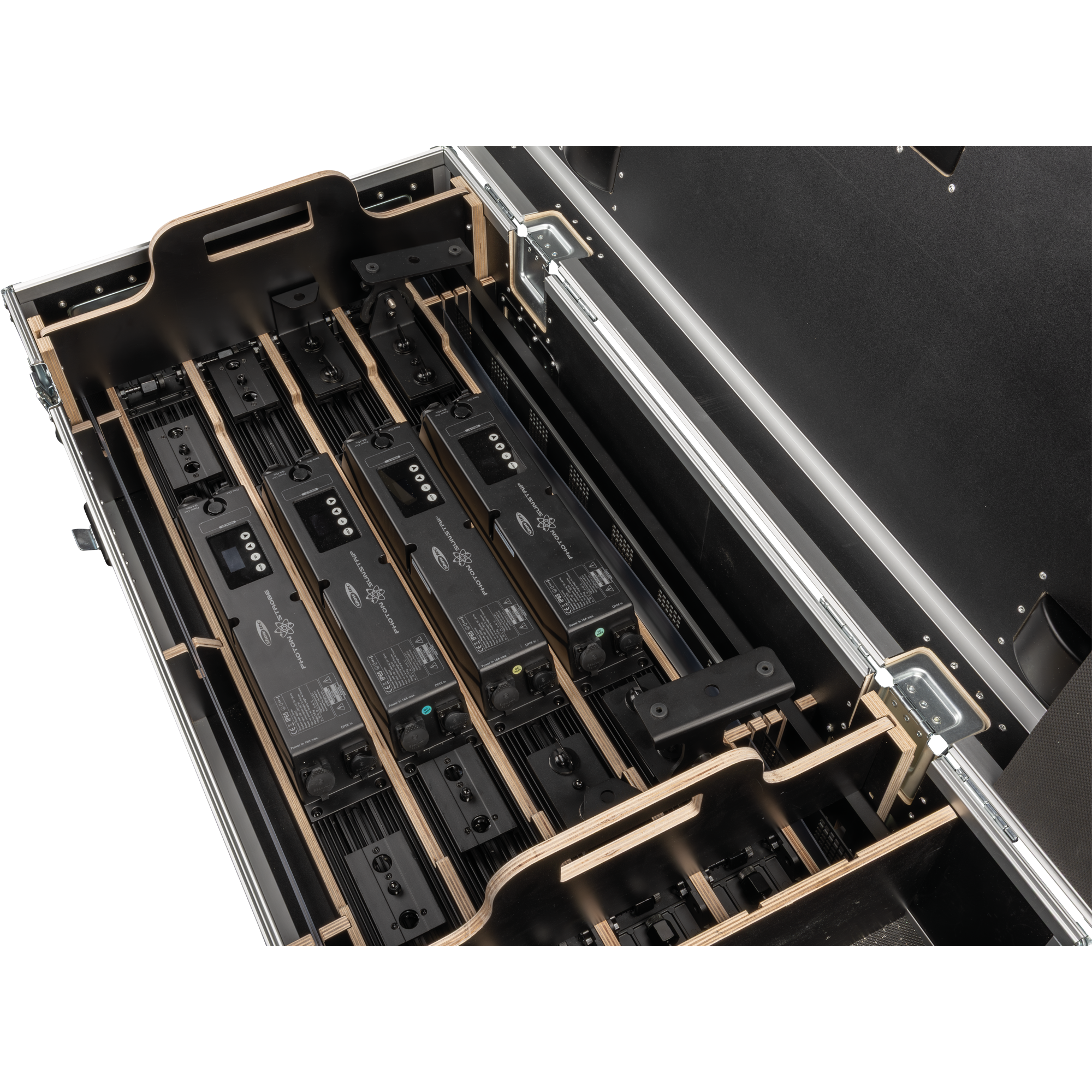 SHOWTEC Case for 4x Photon Strobe/Wash/Sunstrip Componenti Penn Elcom e ruote girevoli con freno