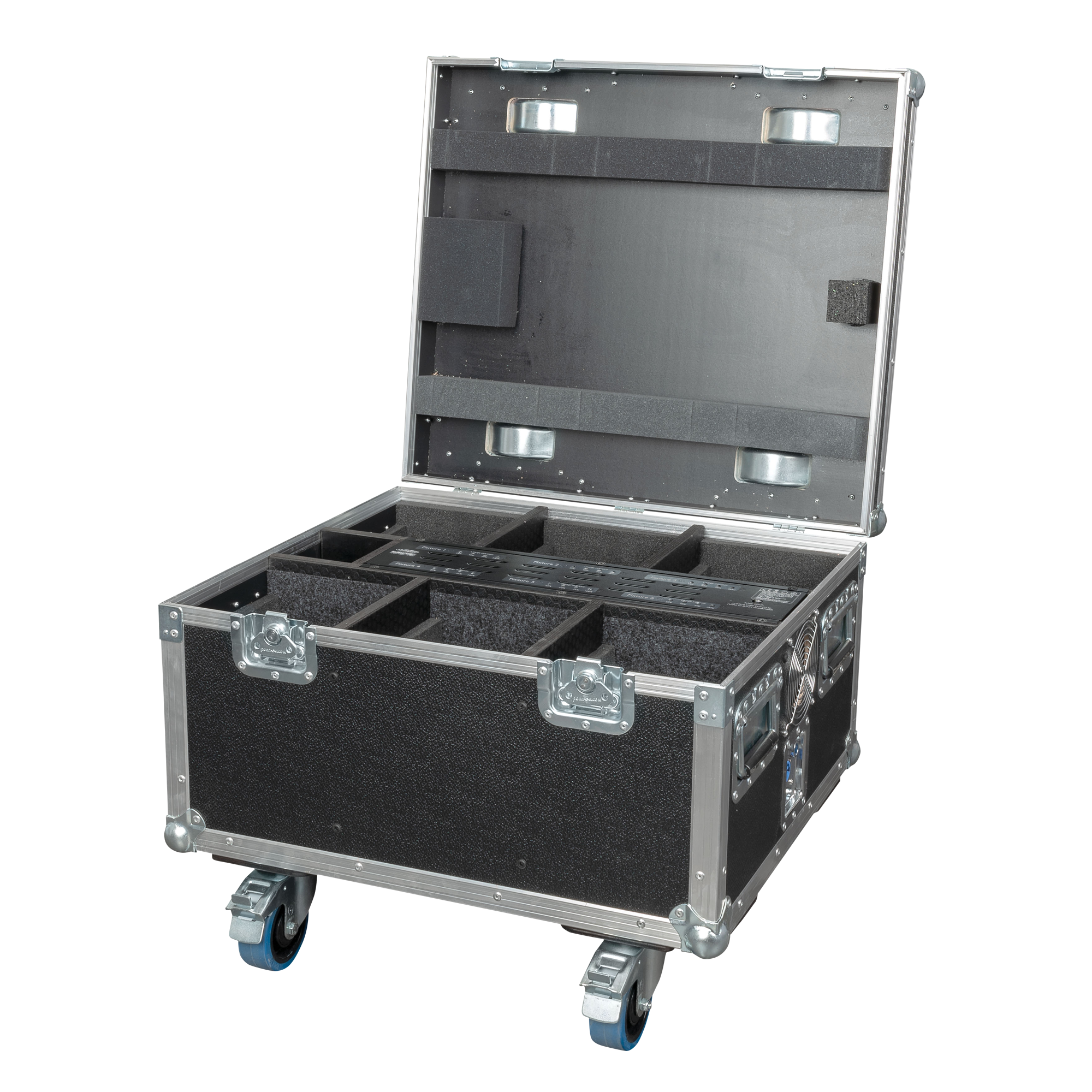 SHOWTEC Charger Case for 6x EventSpot 1600 Q4 With accessory compartment and built-in charger Flightcase