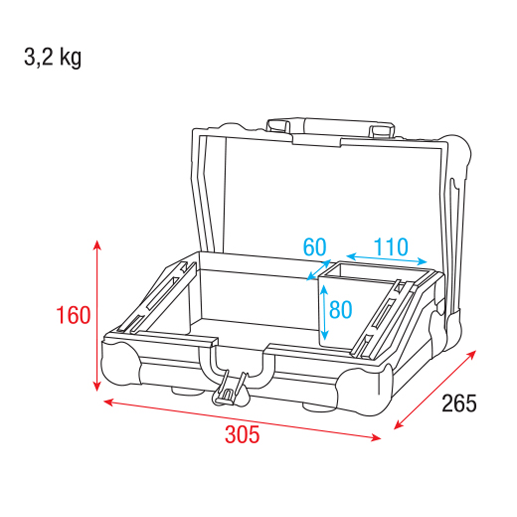 SHOWTEC Case for ColorCue 1 (Air) With accessory compartment Flight Case