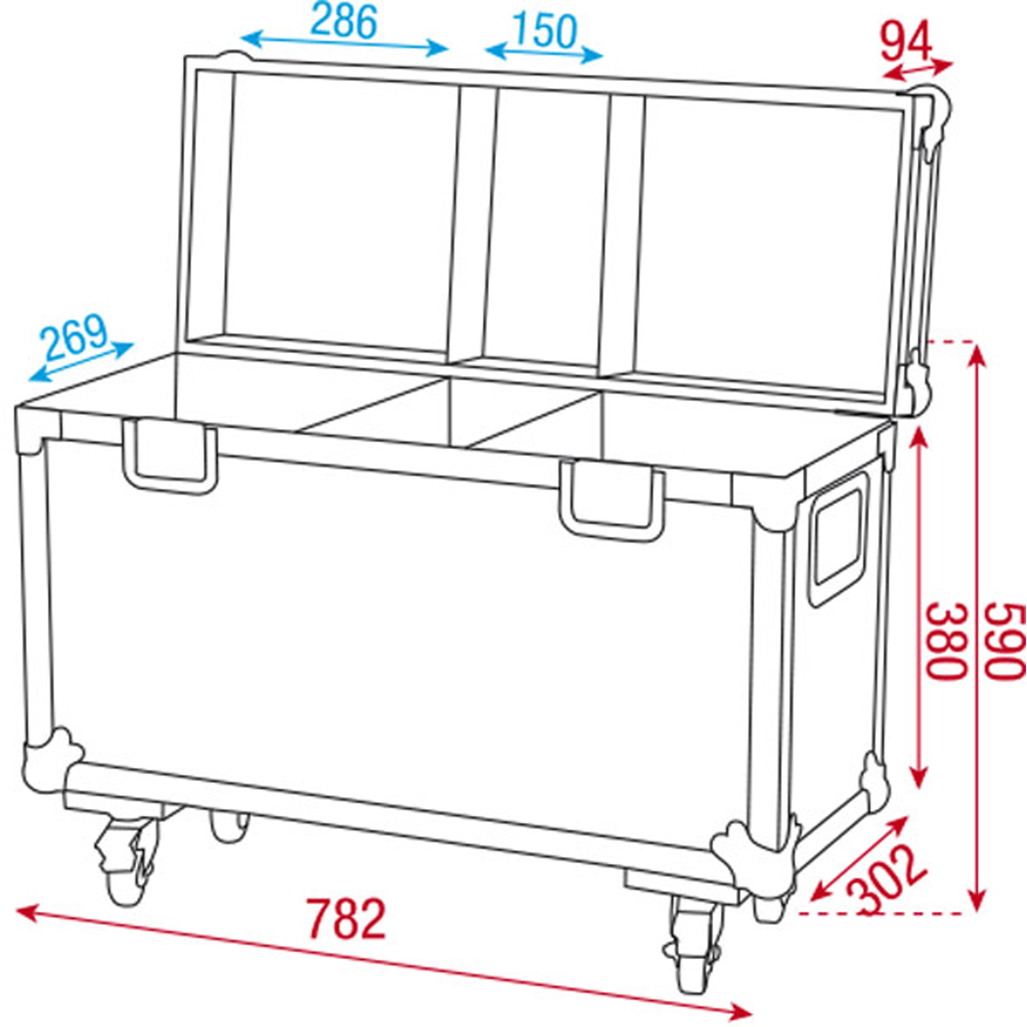 SHOWTEC Case for 2x Phantom 65 With accessory compartment Flight Case