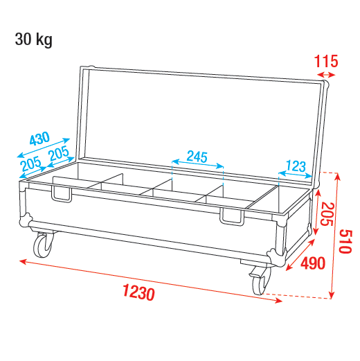 SHOWTEC Case for 8x Spectral M800 With accessory compartment Scatola di trasporto