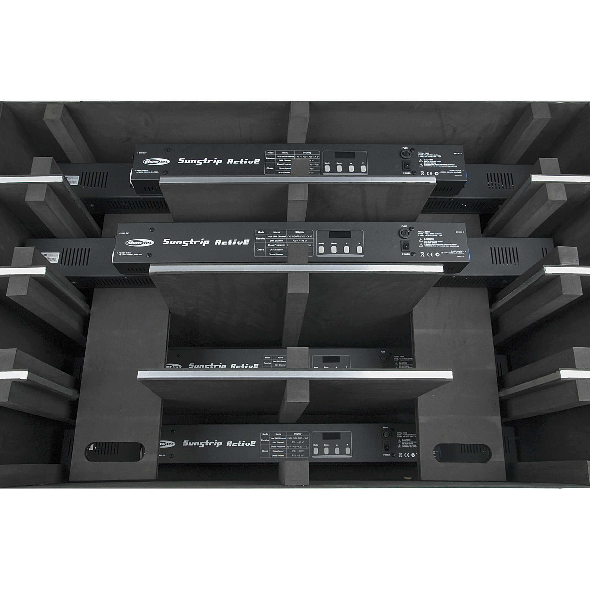 SHOWTEC Case for 8x Sunstrip Active Separate sections with protective foam Scatola di trasporto