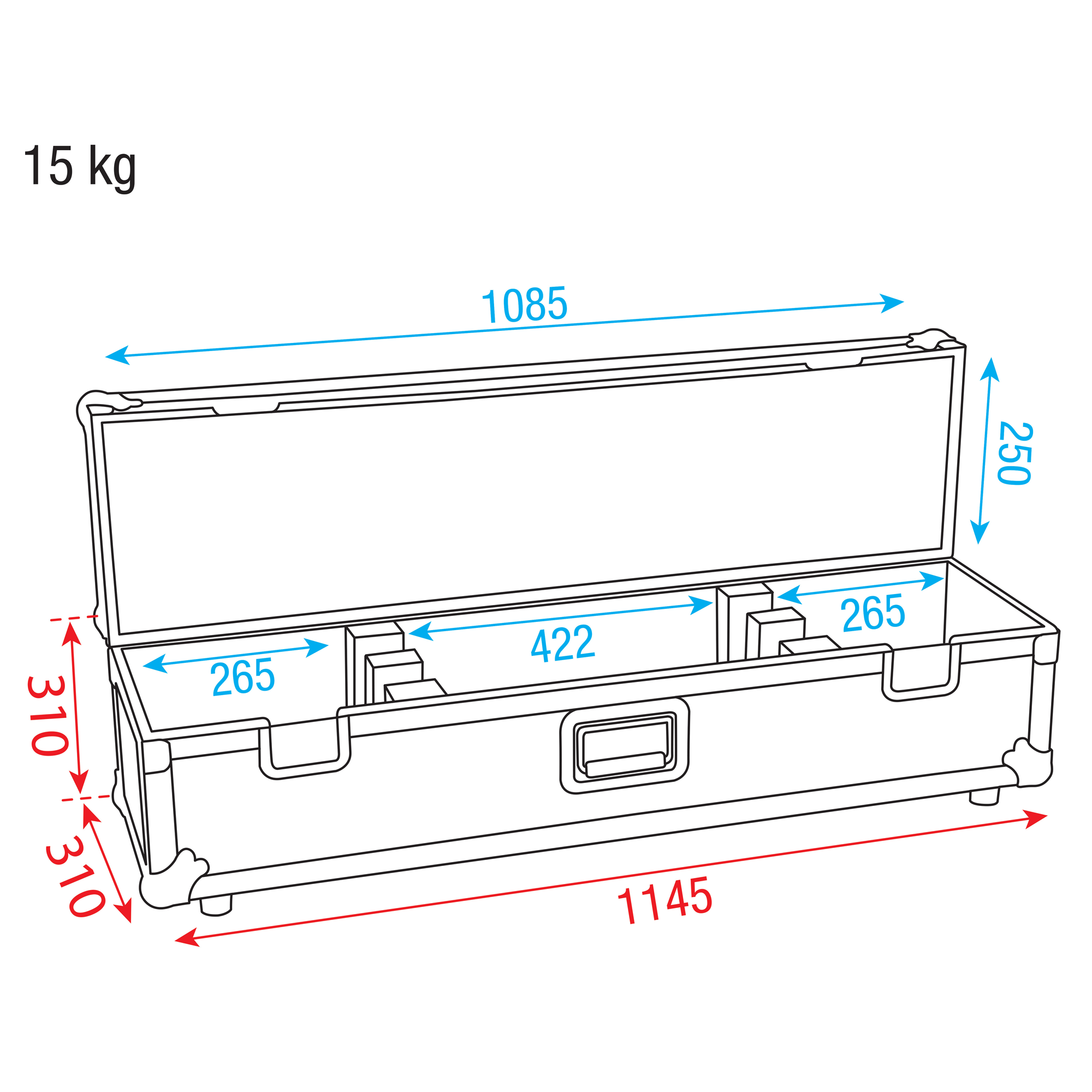 SHOWGEAR Case for LED Bar Separate sections with protective foam Baule barra LED