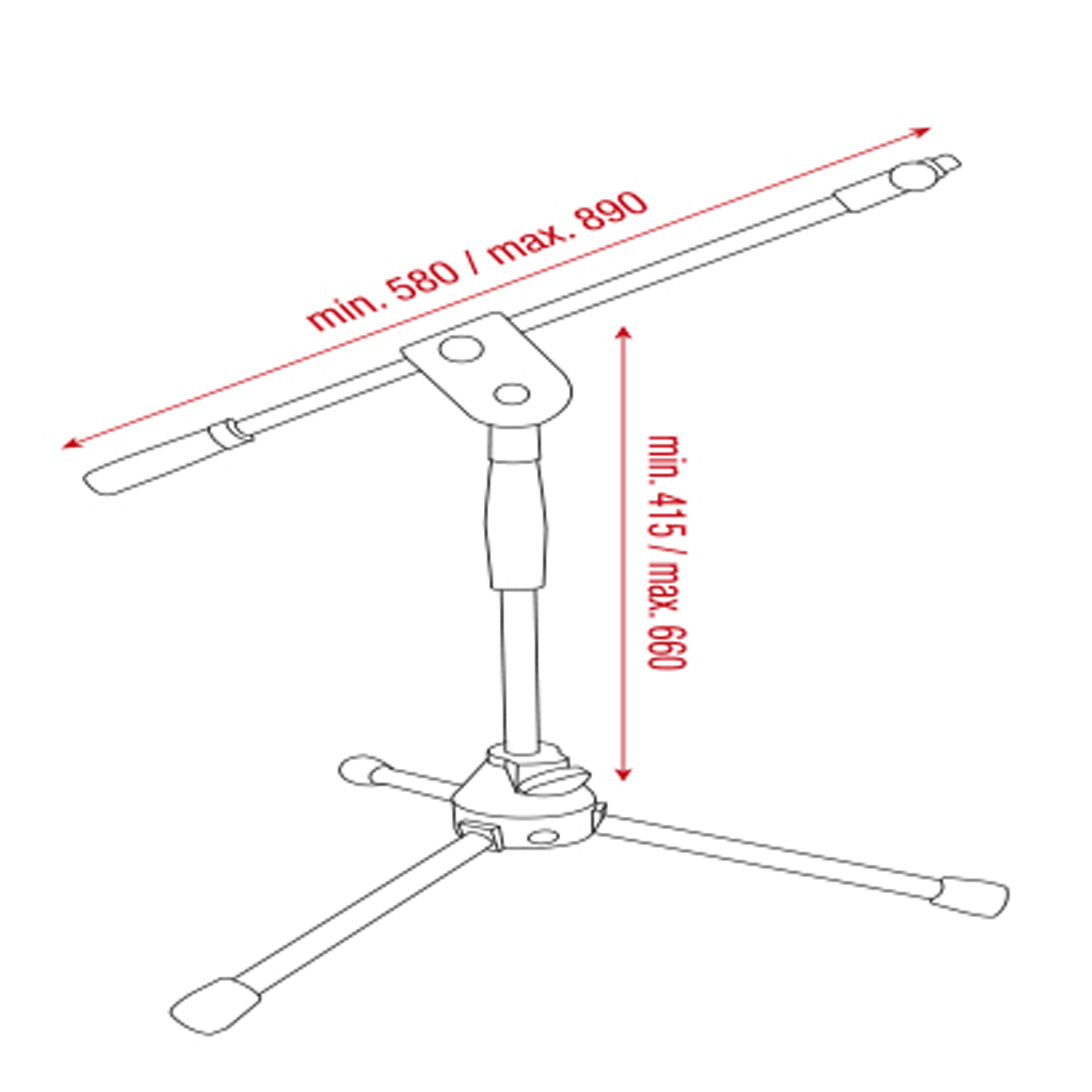 SHOWGEAR Telescopic Microphone Boom Stand - Ergo 2 660mm 415-660 mm - 3/8 filetto