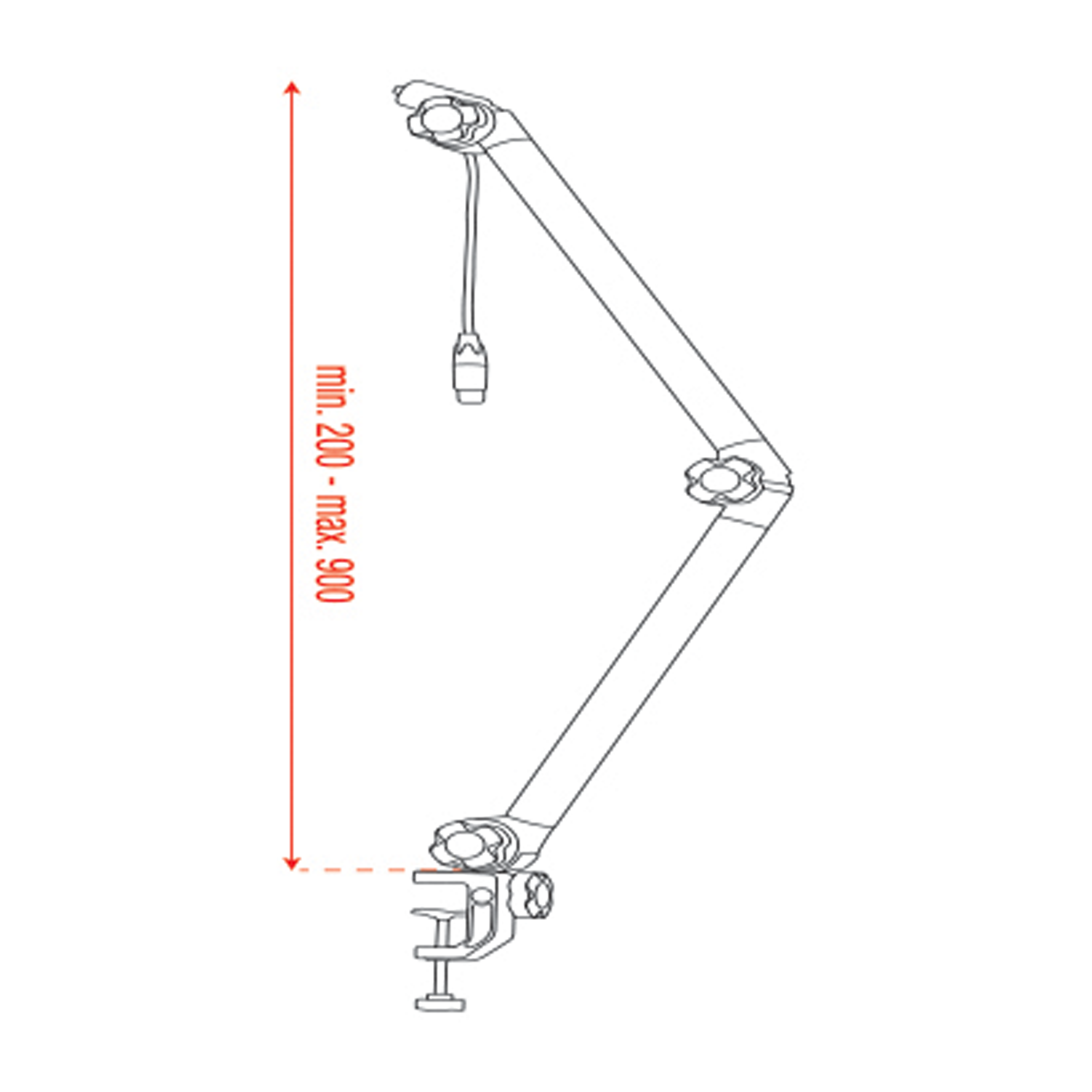 SHOWGEAR Broadcast Stand PRO 200-900 mm, connettori Neutrik inclusi