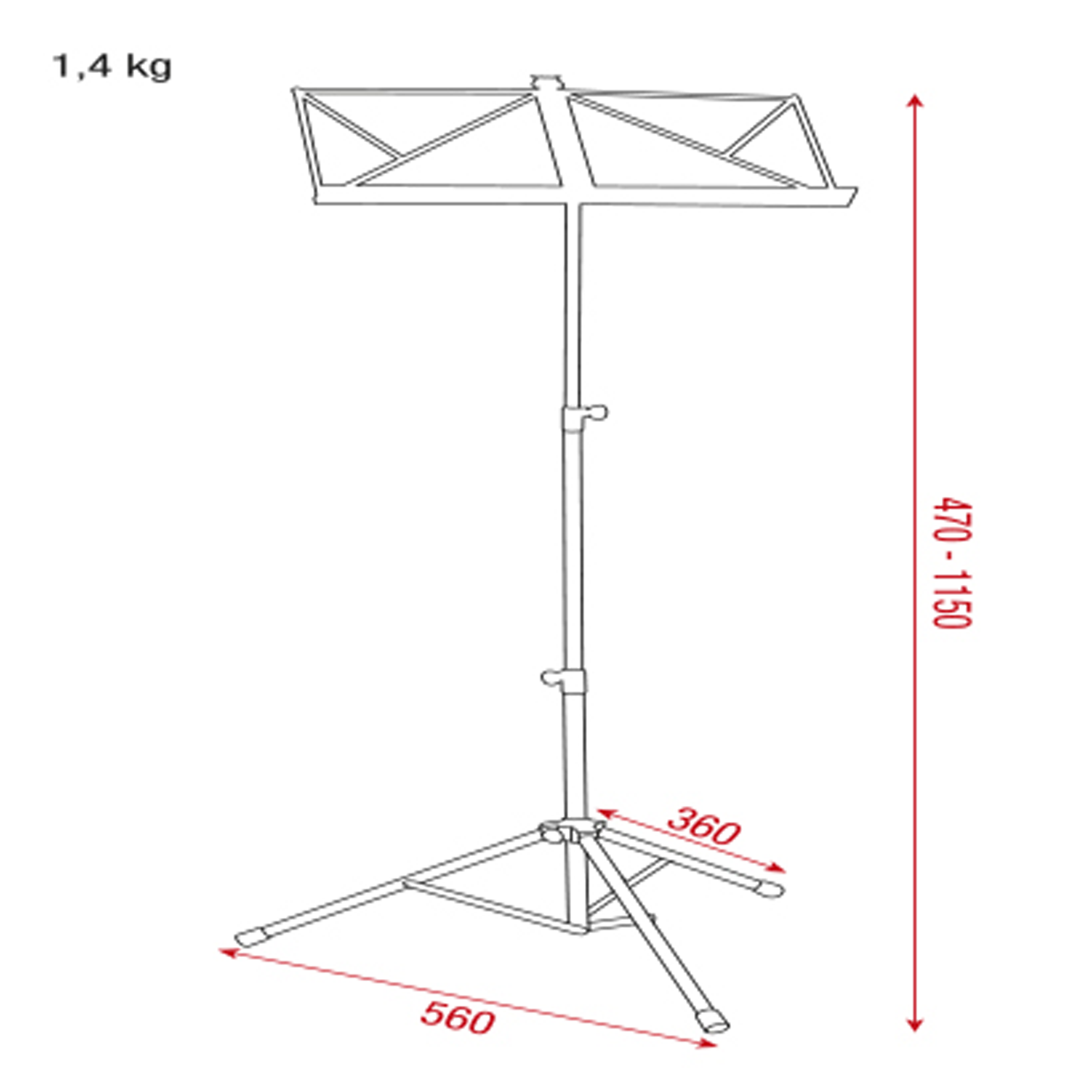 SHOWGEAR Music Stand Acciaio 470-1.150 mm