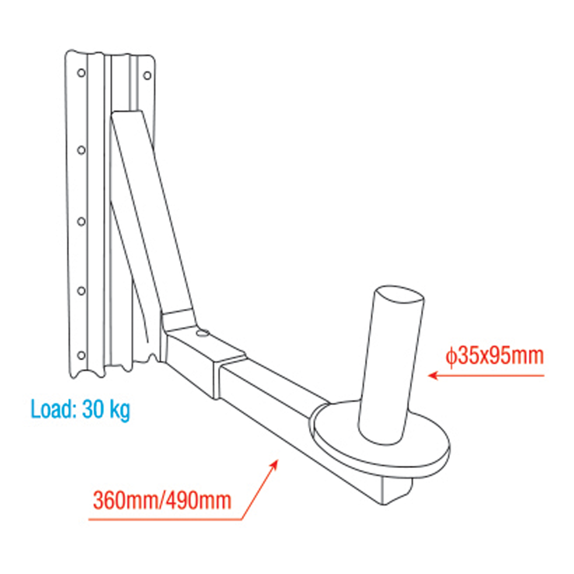 SHOWGEAR Adjustable Speaker Bracket 35 mm - Carico massimo 30 kg