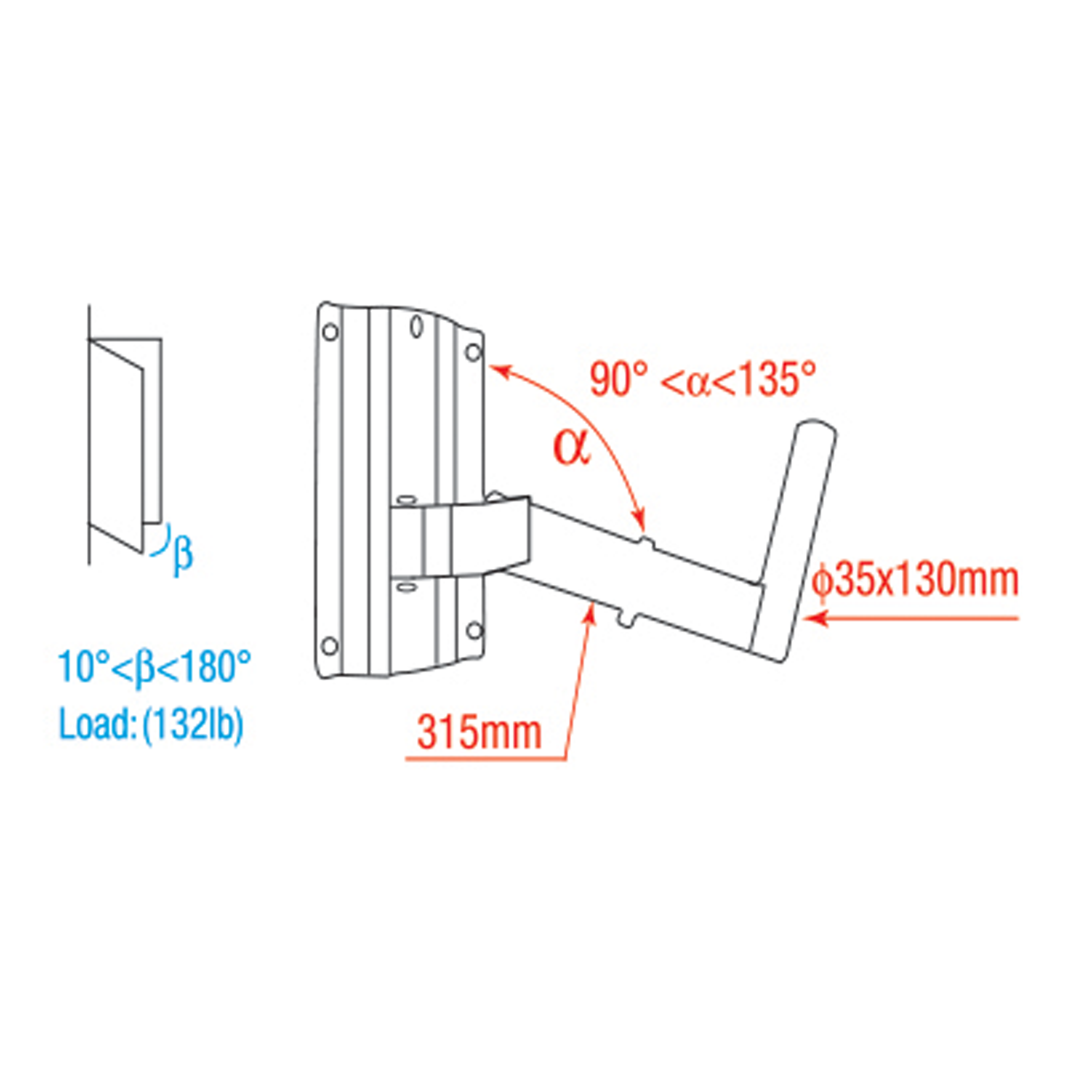 SHOWGEAR Adjustable Speaker Bracket 35 mm - Carico massimo 30 kg