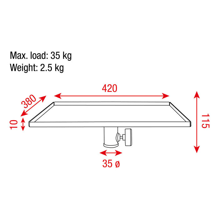 SHOWGEAR Tray for 35 mm stand Acciaio - 42 x 38 cm - nero