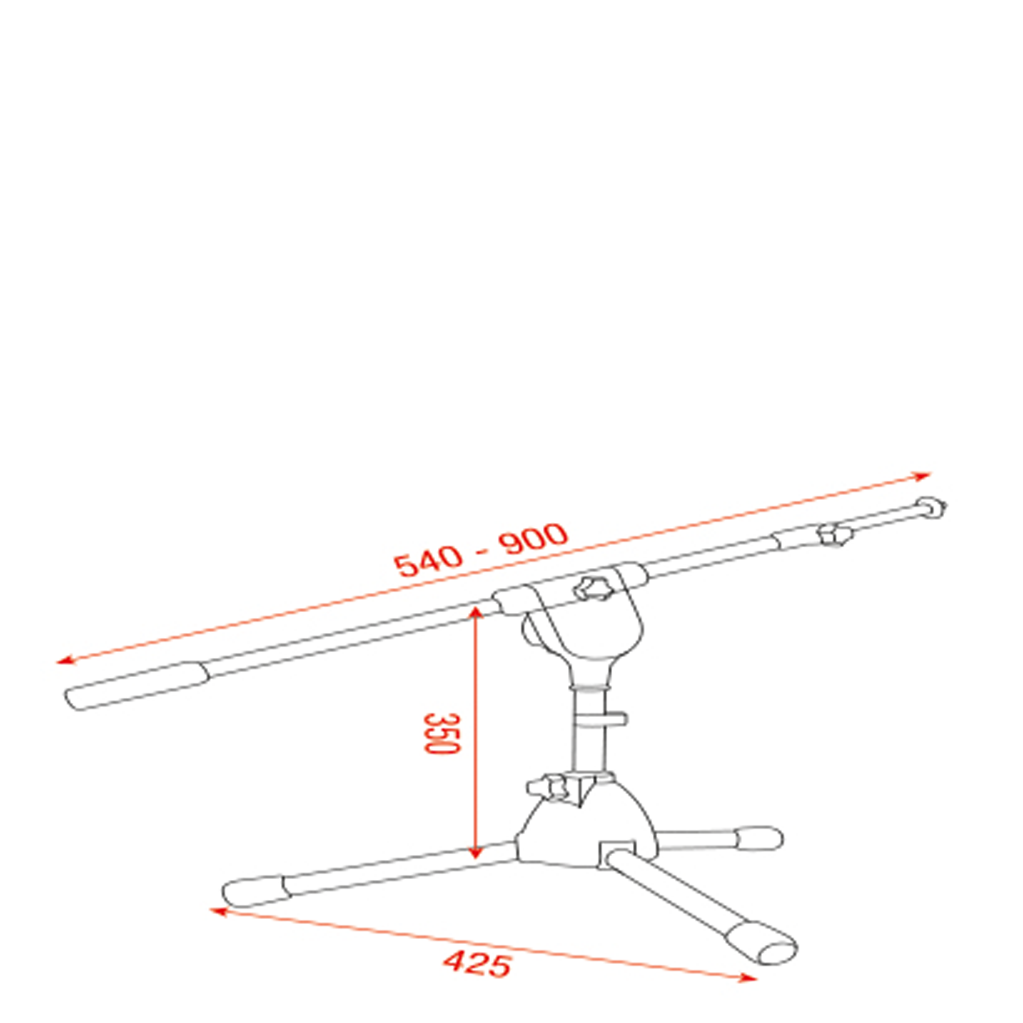 SHOWGEAR Mammoth Microphone Boom Stand - Low 350 mm - 3/8 filetto