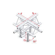 MILOS Deco-22 Triangle truss - Cross + down 5-way - apex up ACM52 - 90° corner