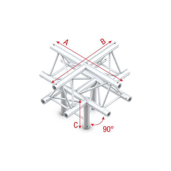 MILOS Deco-22 Triangle truss - Cross + down 5-way - apex up ACM52 - 90° corner