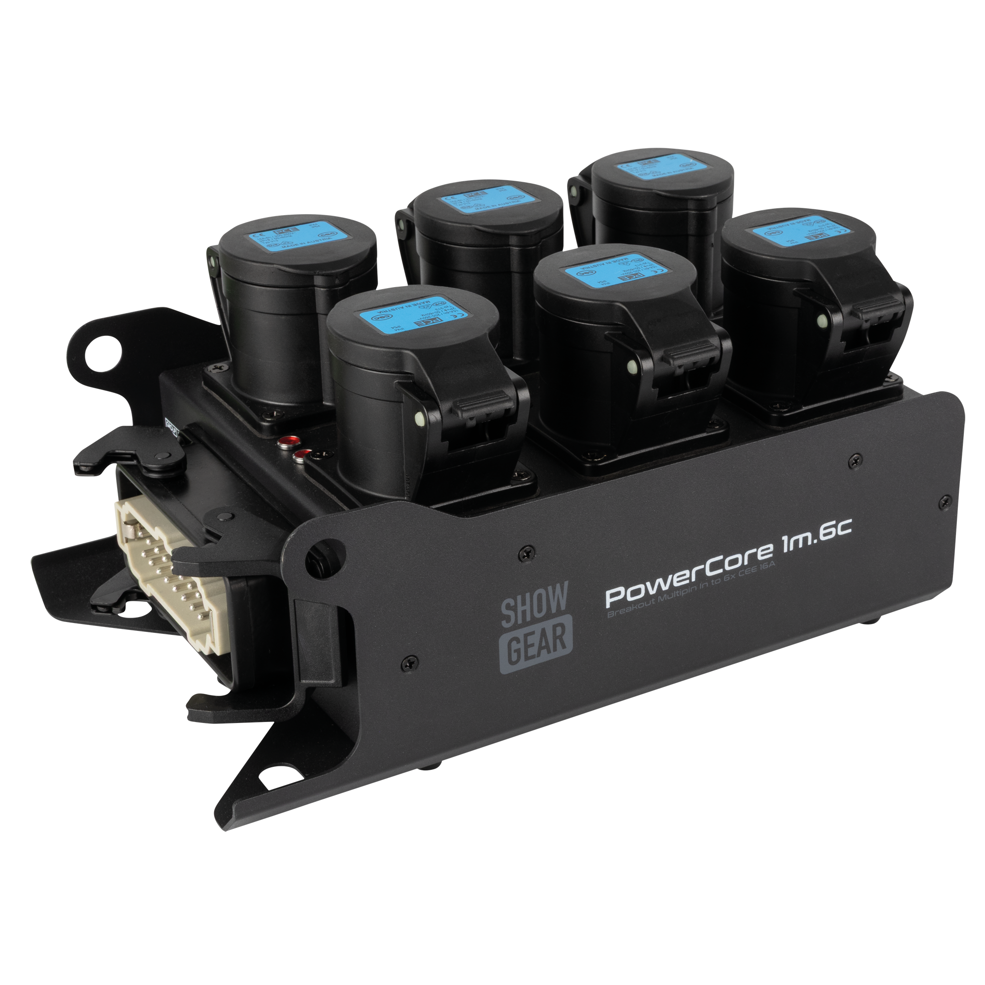 SHOWGEAR PowerCore 1m.6c Breakout da ingresso Multipin H16 a 6x CEE 16A (1P+N+PE)