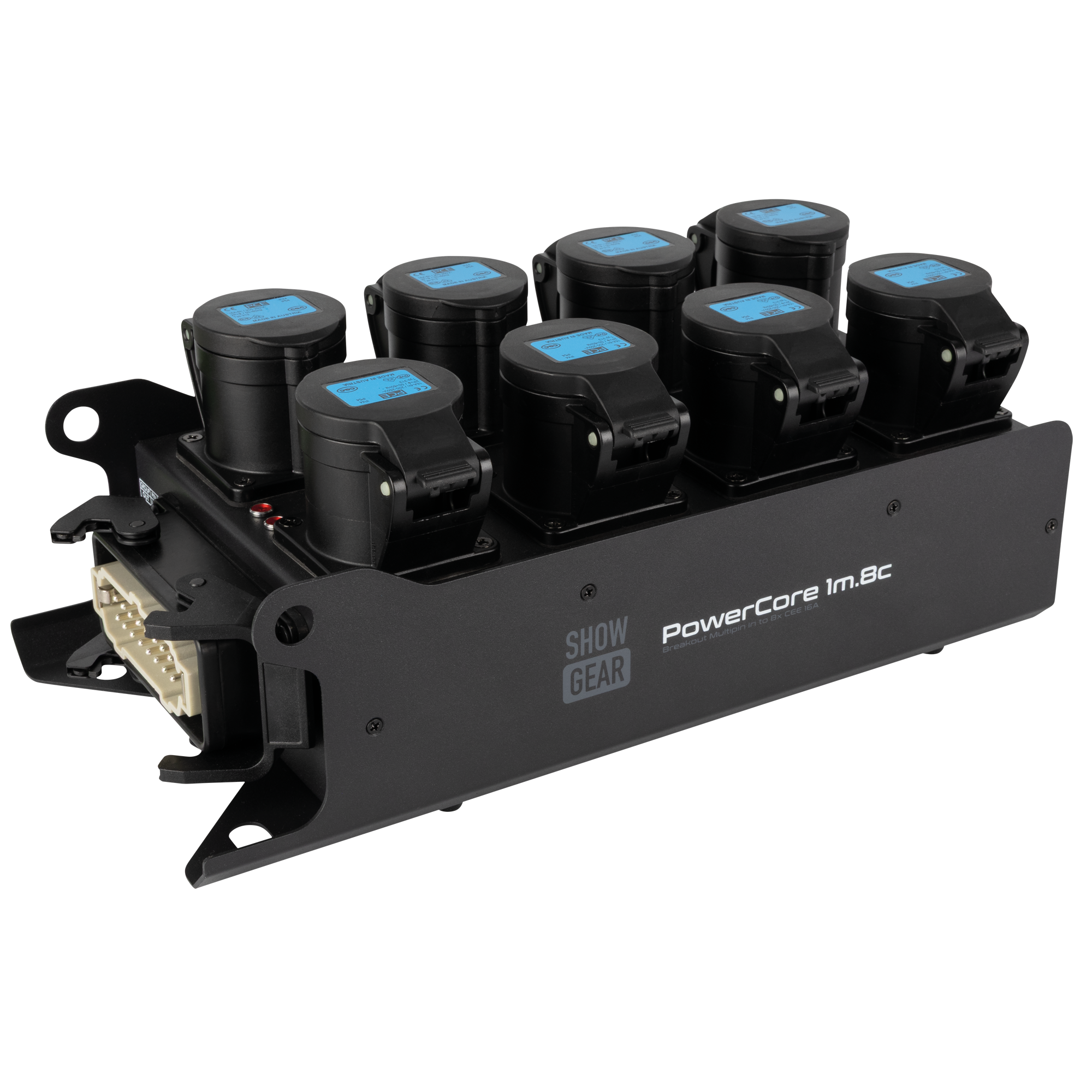 SHOWGEAR PowerCore 1m.8c Breakout da ingresso Multipin H16 a 8x CEE 16A (1P+N+PE)