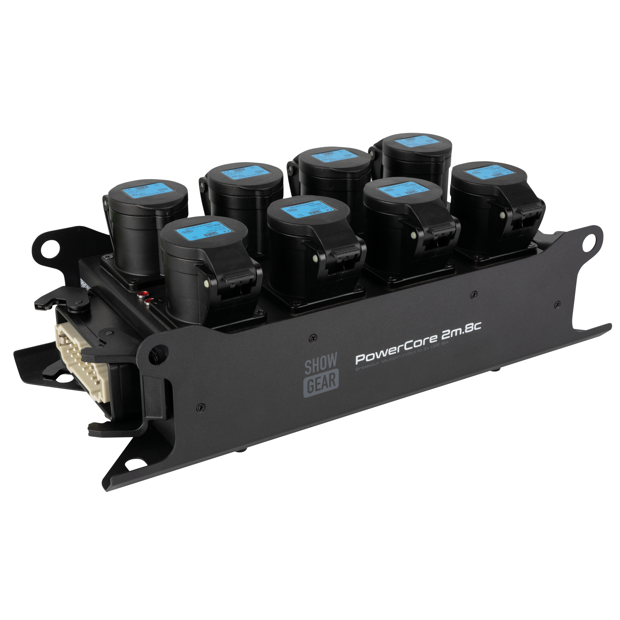 SHOWGEAR PowerCore 2m.8c Breakout da ingresso/uscita Multipin H16 a 8x CEE 16A (1P+N+PE)