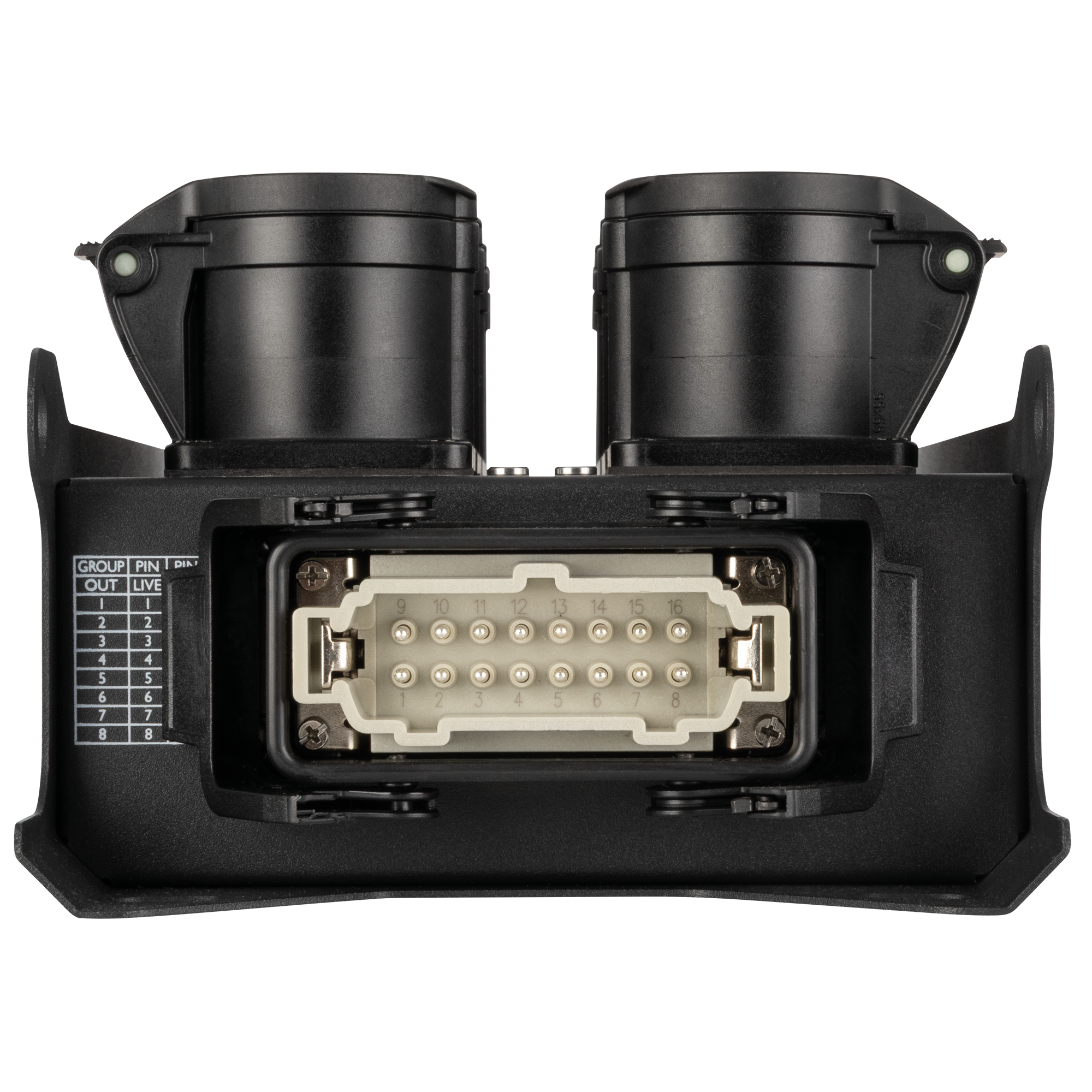 SHOWGEAR PowerCore 2m.8c Breakout da ingresso/uscita Multipin H16 a 8x CEE 16A (1P+N+PE)