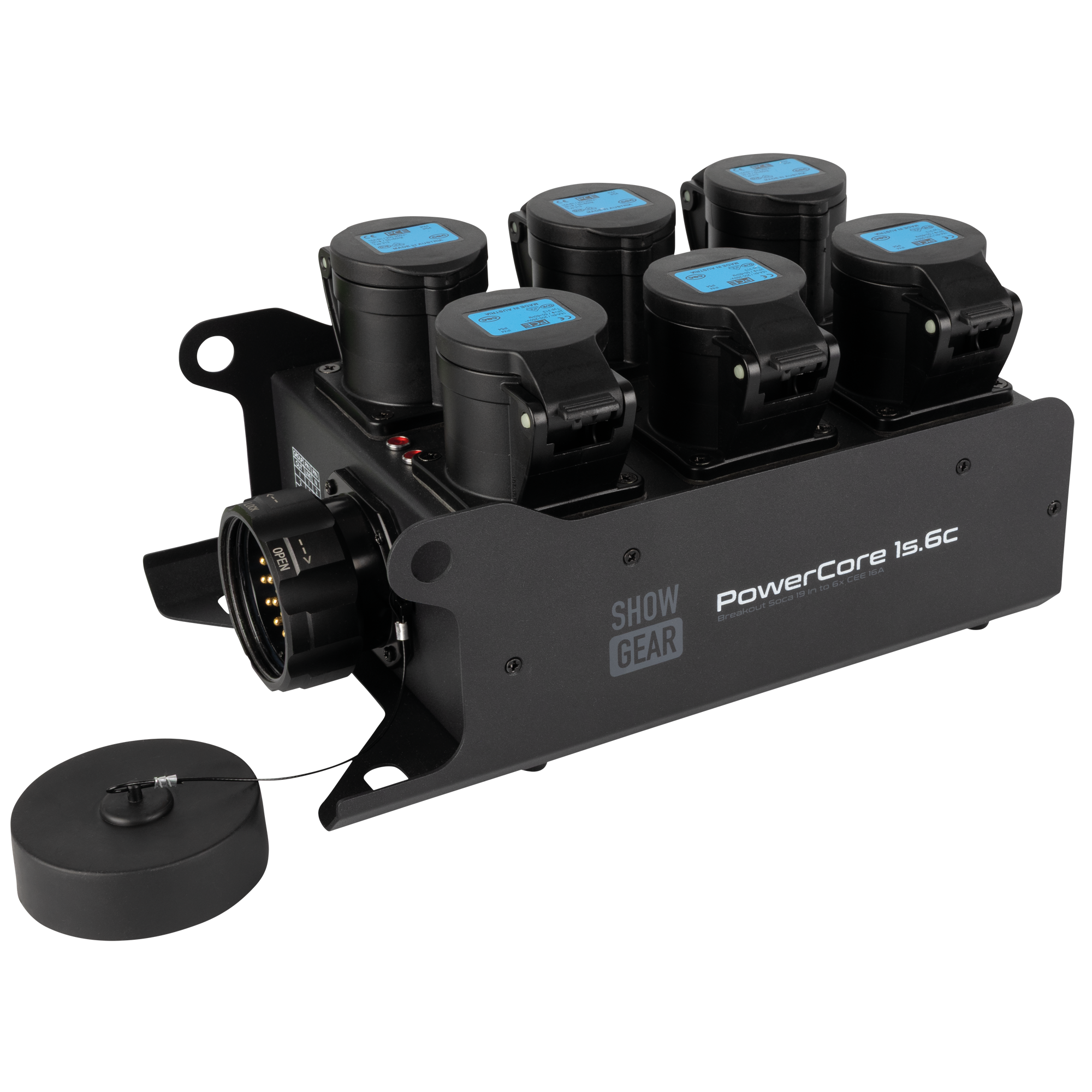 SHOWGEAR PowerCore 1s.6c Breakout da ingresso Multipin S19 a 6x CEE 16A (1P+N+PE)