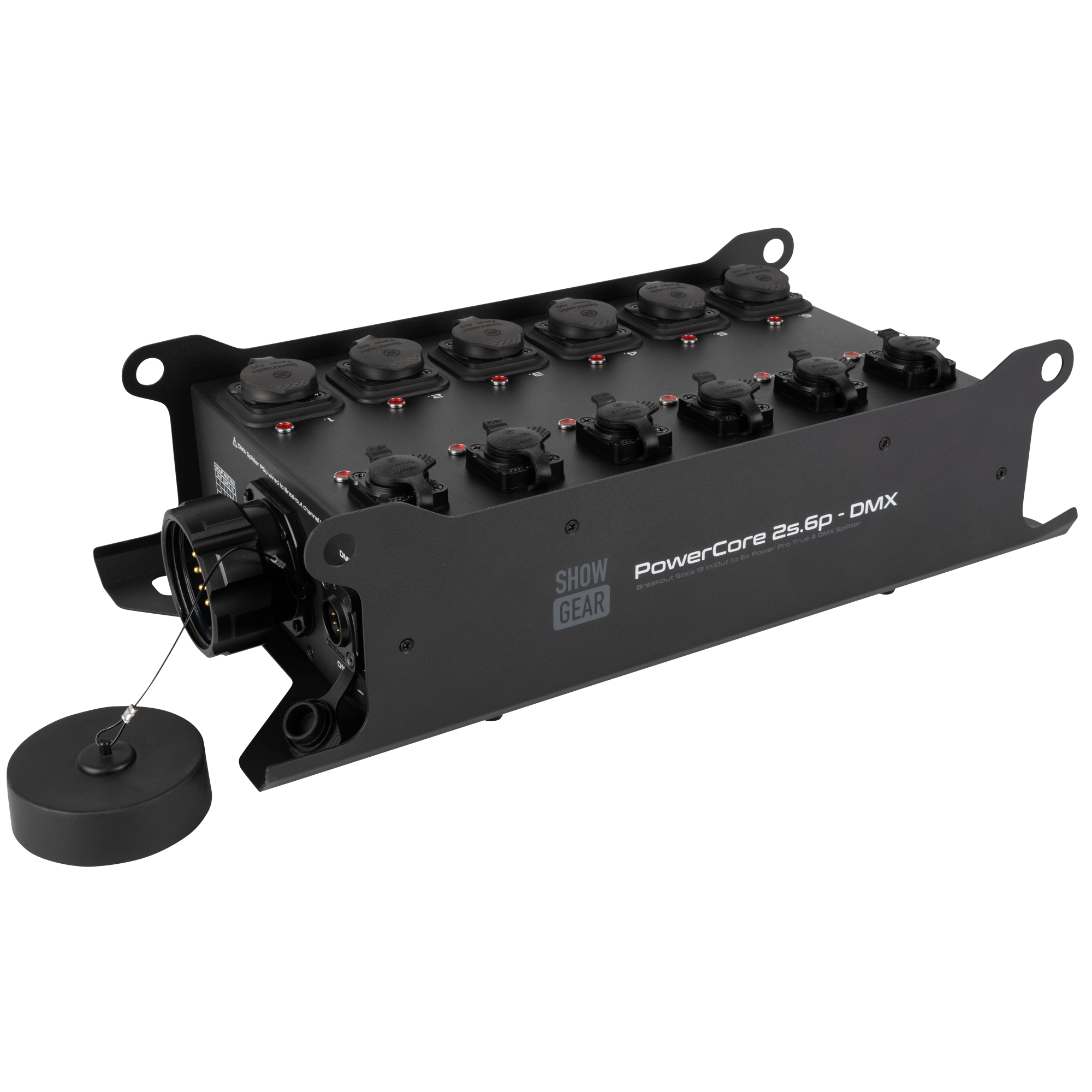 SHOWGEAR PowerCore 2s.6p - DMX Breakout da ingresso/uscita Multipin S19 a 6x Power Pro True + 5p DMX splitter