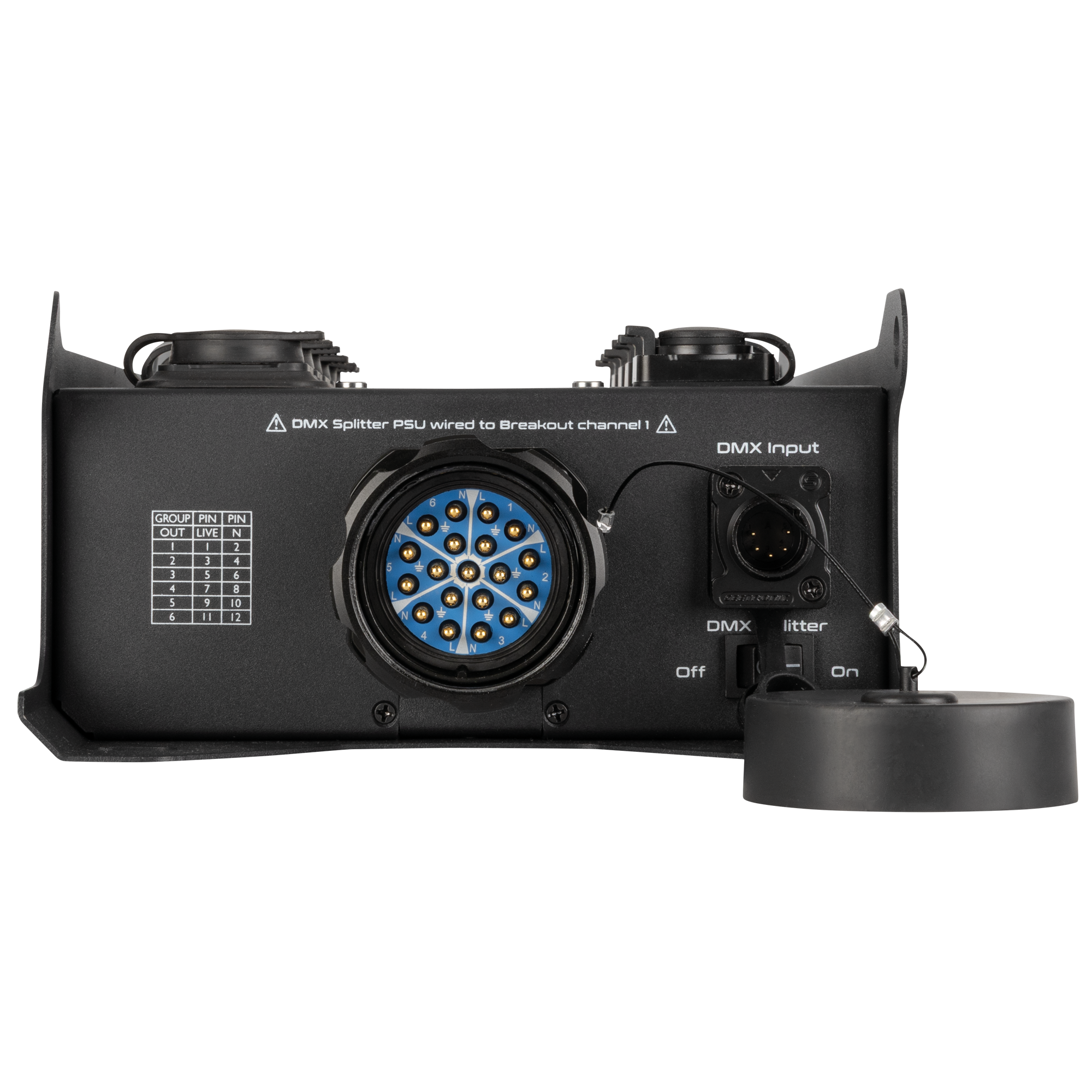 SHOWGEAR PowerCore 2s.6p - DMX Breakout da ingresso/uscita Multipin S19 a 6x Power Pro True + 5p DMX splitter