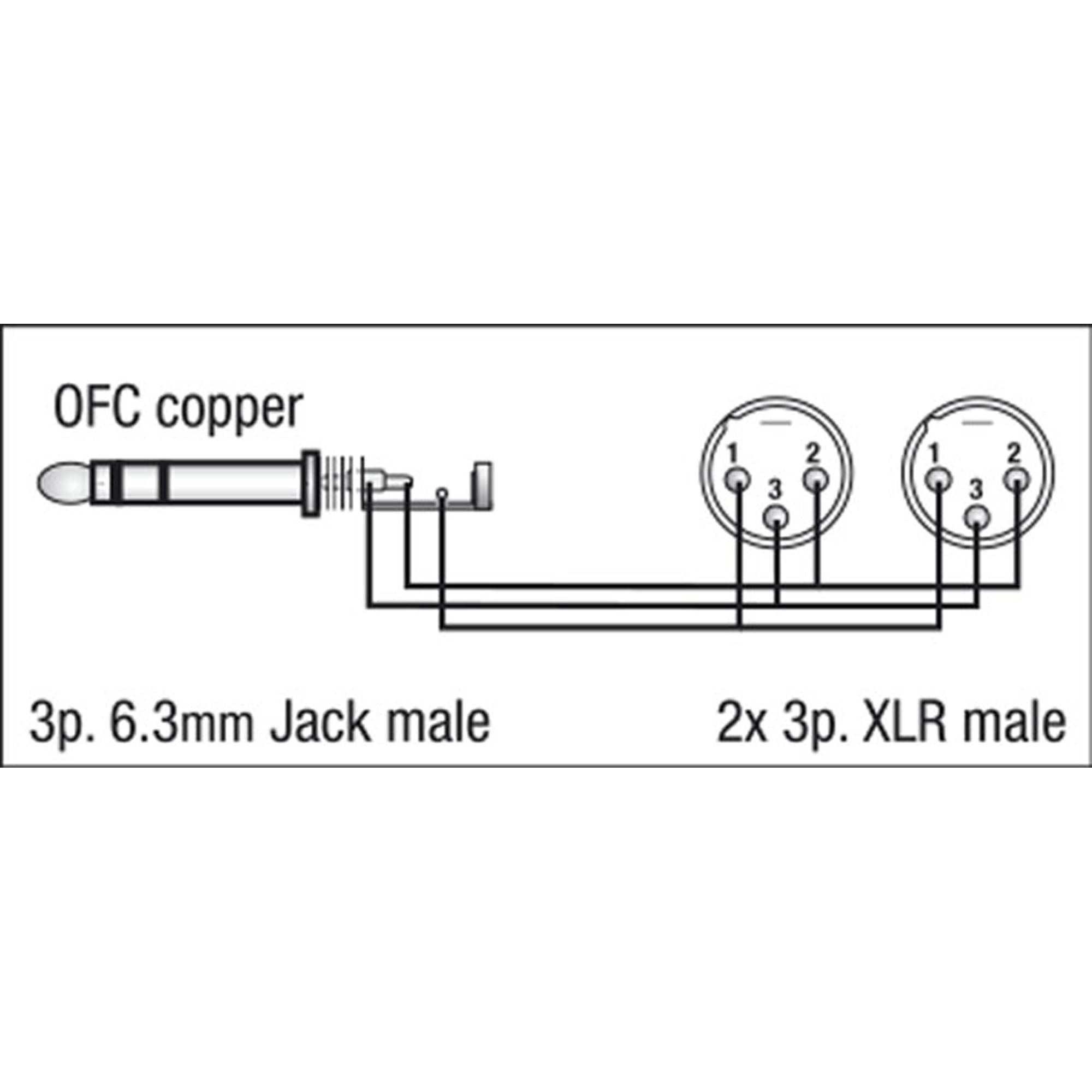Dap FL36 - 2 x bal. XLR 3P, male to Jack stereo 1.5 m 1,5 m